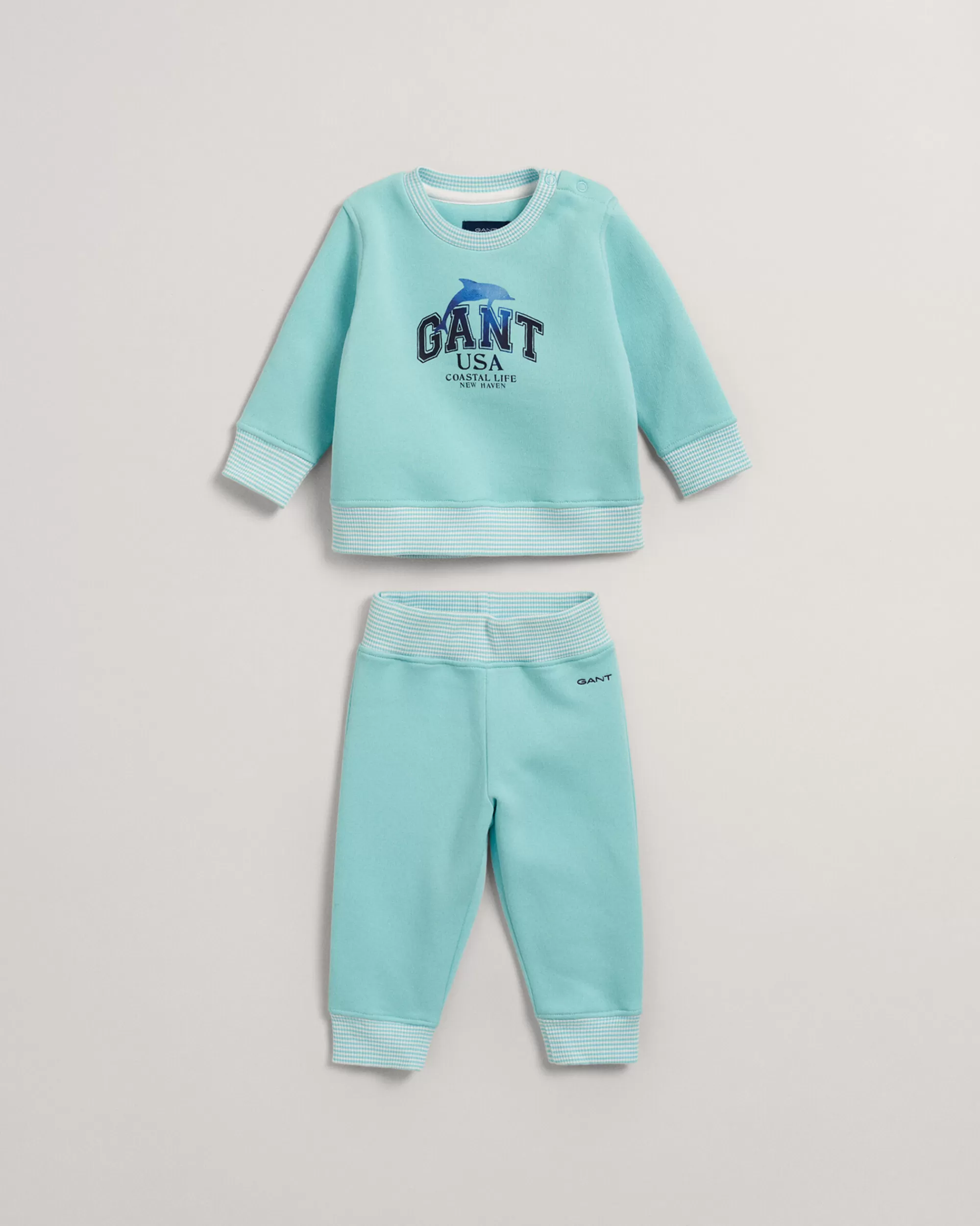 Bodyt & Potkupuvut^GANT Baby Boy ‑Malliston Dolphin ‑Printticollegepaita Ja -Housut Lagoon