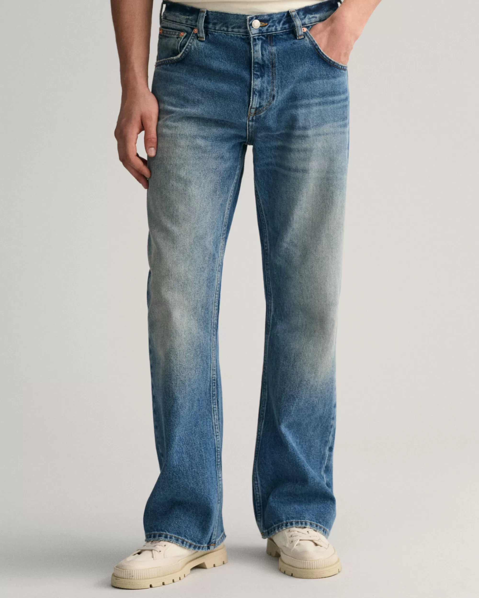 Farkut^GANT Bootcut-Lahkeiset Vintage Wash -Farkut Mid Blue Vintage