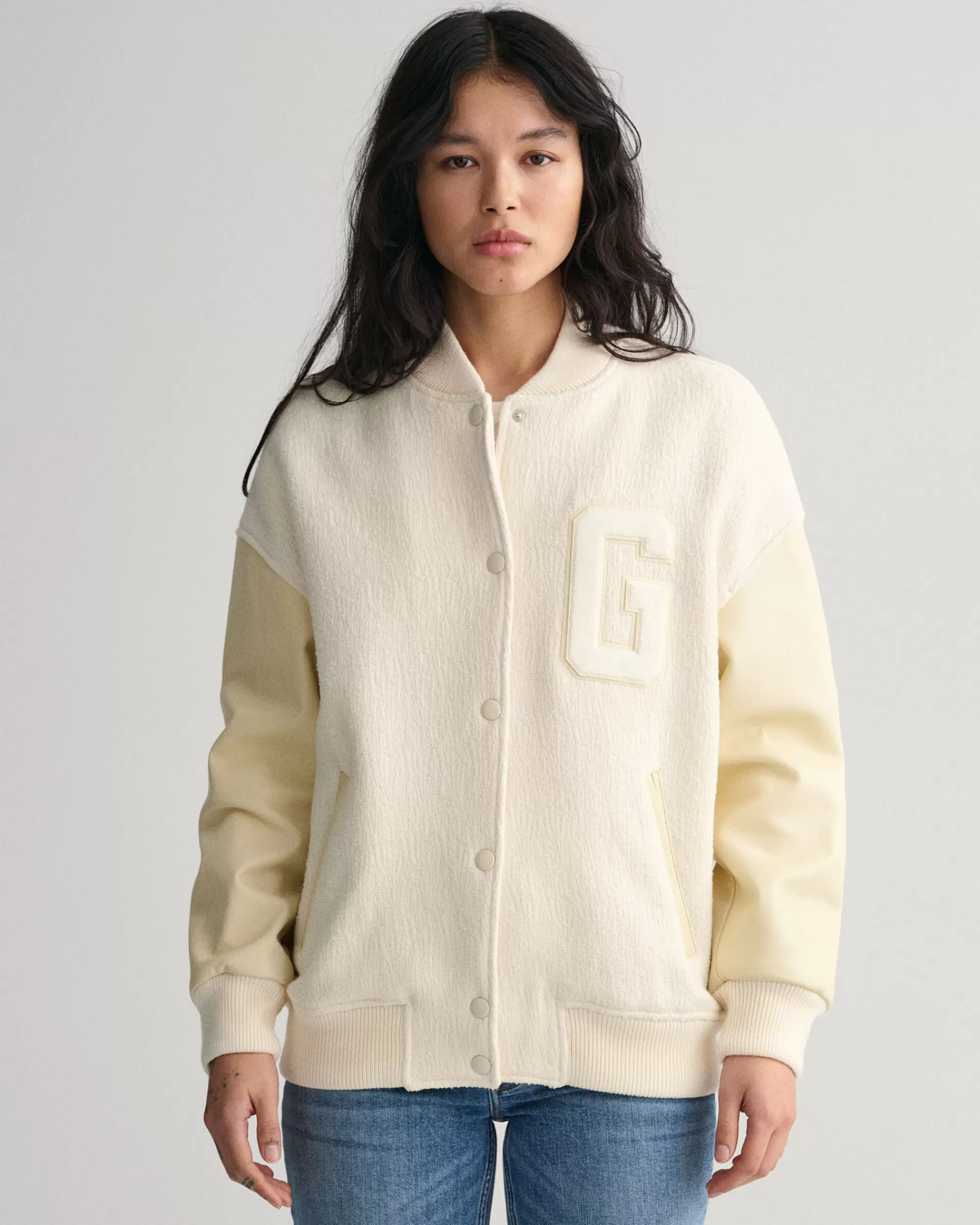 Takit^GANT Bukleekankainen Varsity Jacket Cream