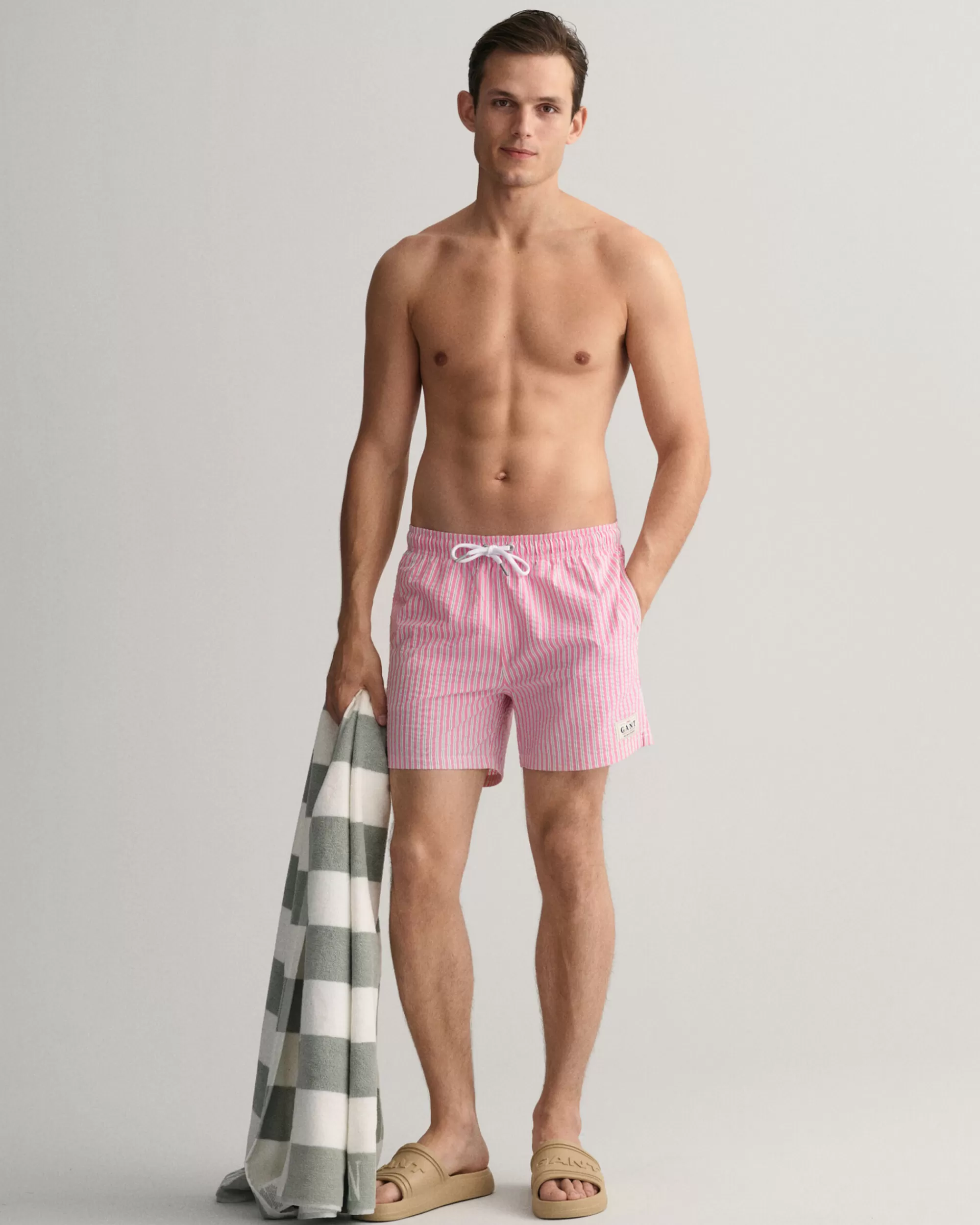 Uimahousut^GANT Classic Fit ‑Mitoitetut Seersucker-Pintaiset Uimashortsit Perky Pink