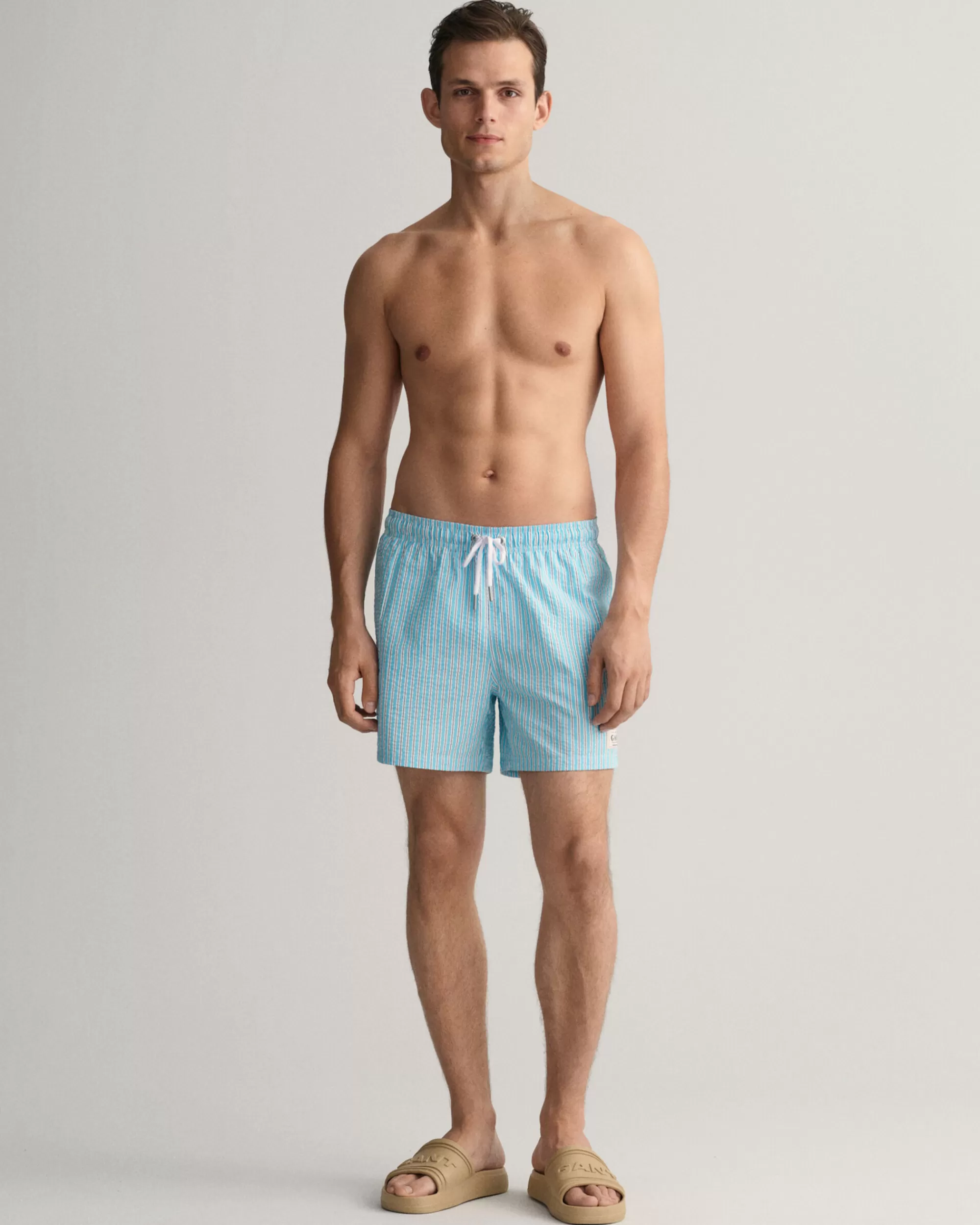 Uimahousut^GANT Classic Fit ‑Mitoitetut Seersucker-Pintaiset Uimashortsit Light Aqua