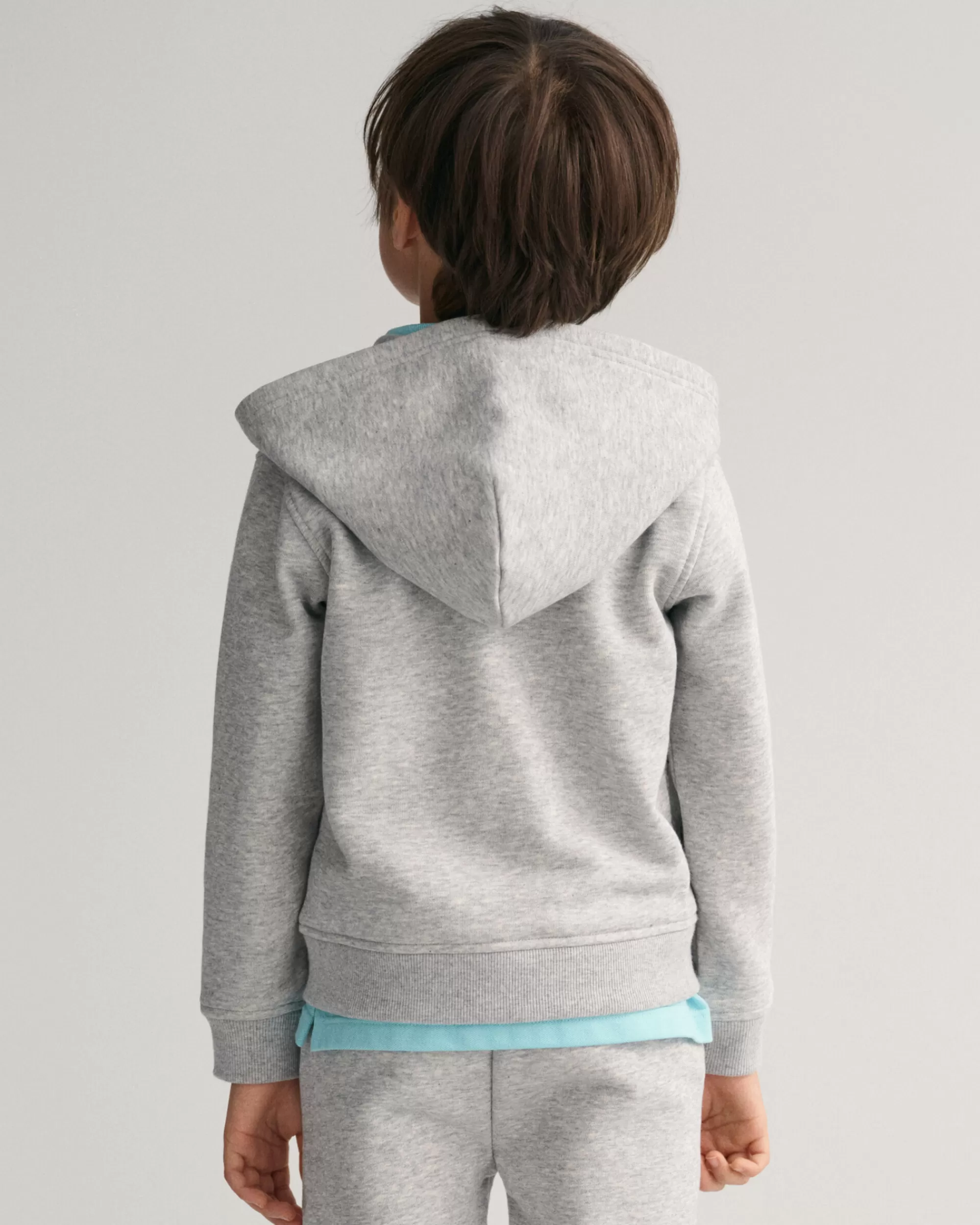 Collegepaidat & Hupparit^GANT Kids-Malliston Original-Vetoketjuhuppari Light Grey Melange