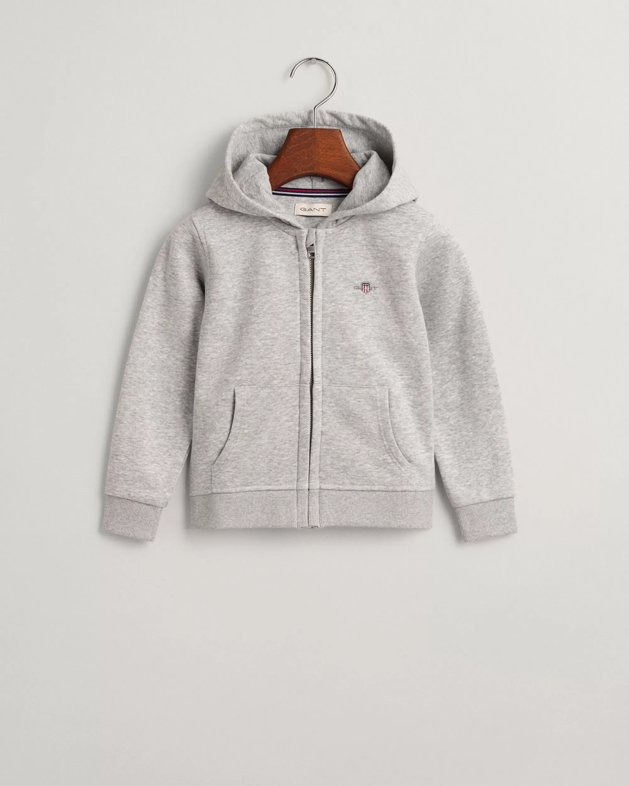 Collegepaidat & Hupparit^GANT Kids-Malliston Shield‑Vetoketjuhuppari Light Grey Melange