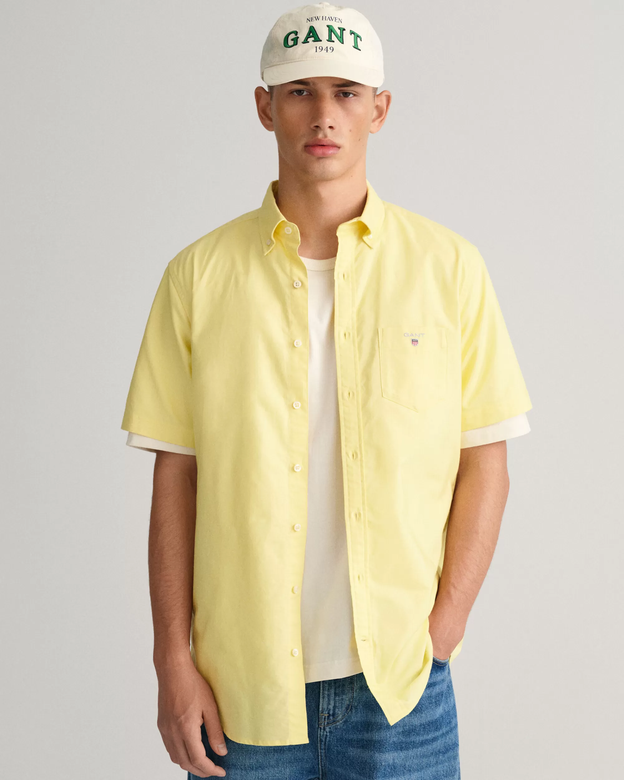 Paidat^GANT Lyhythihainen Regular Fit ‑Mitoitettu Oxford-Paita Clear Yellow