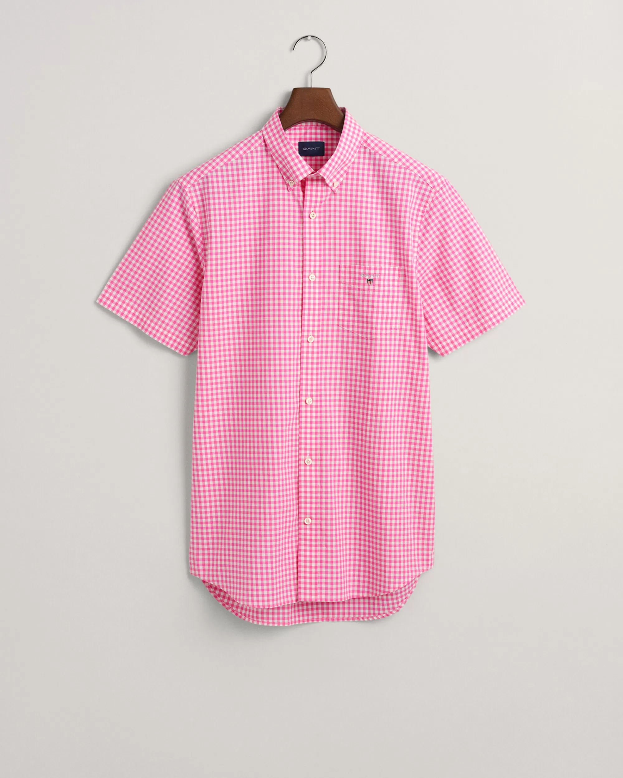 Paidat^GANT Lyhythihainen Regular Fit ‑Mitoitettu Gingham-Ruutuinen Paita Broadcloth-Kankaasta Perky Pink