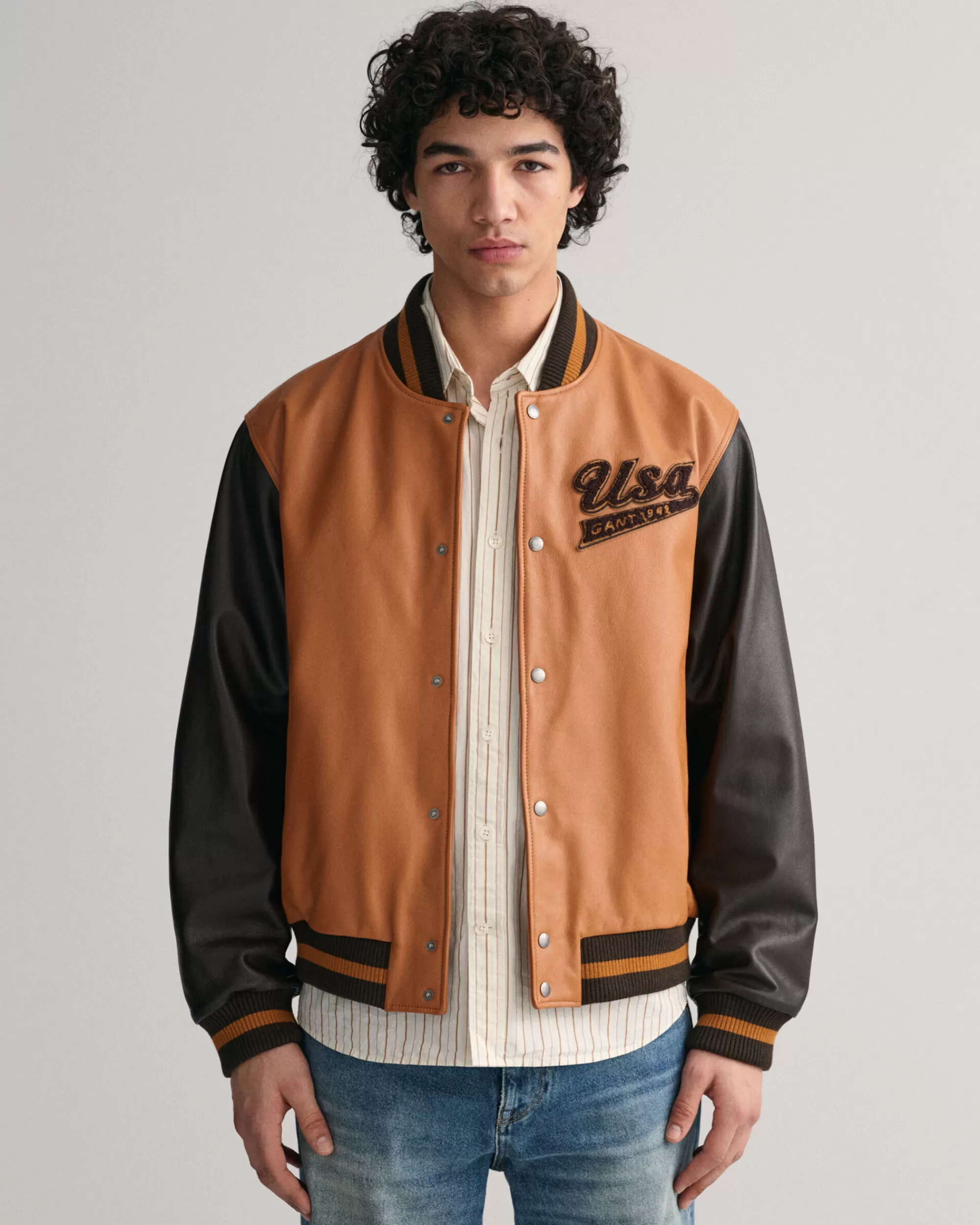 Takit^GANT Nahkainen Varsity Jacket Argan Oil