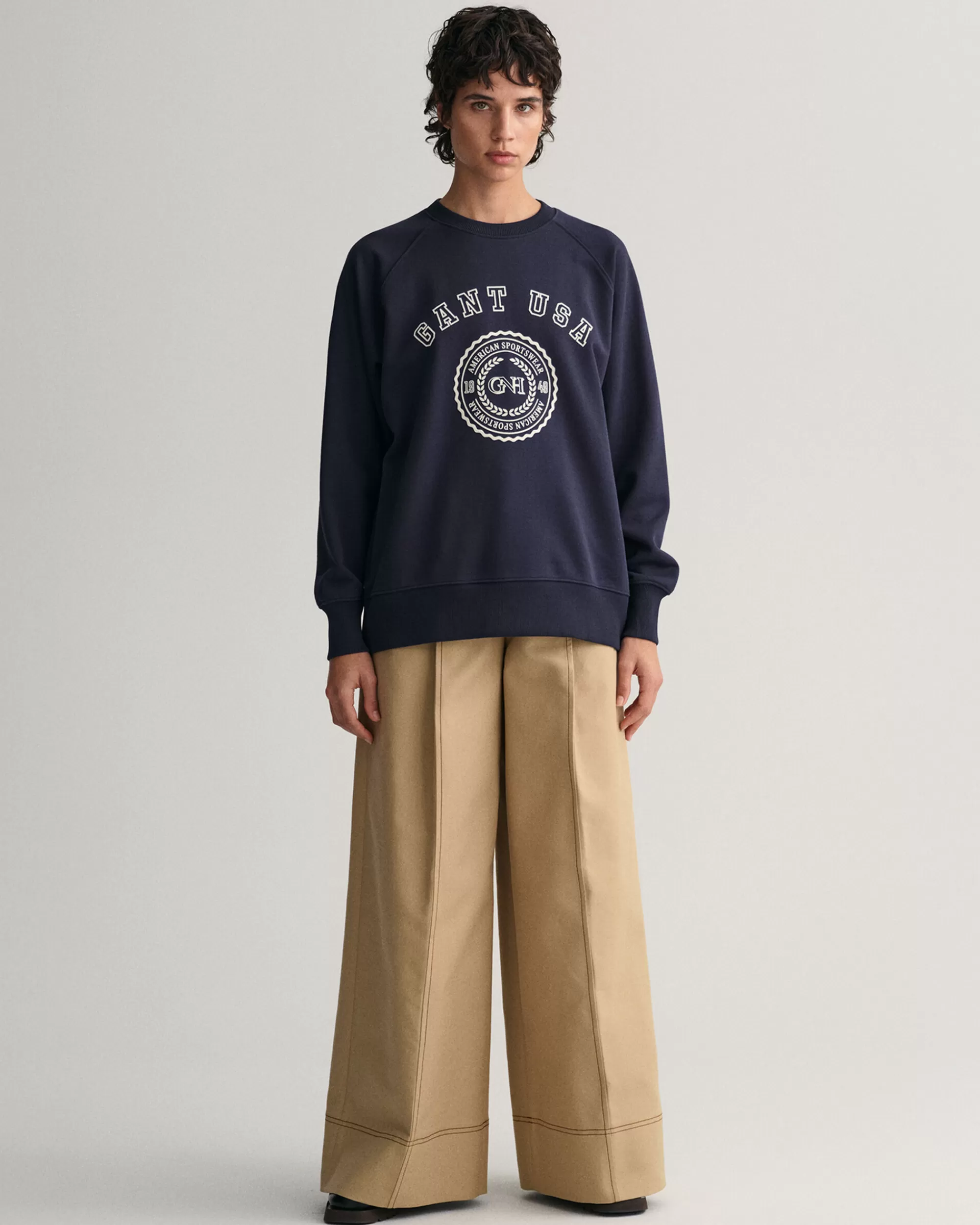 Hupparit & Collegepaidat^GANT Oversized Fit -Mitoitettu Usa -Collegepaita Jossa Pyorea Paantie Evening Blue