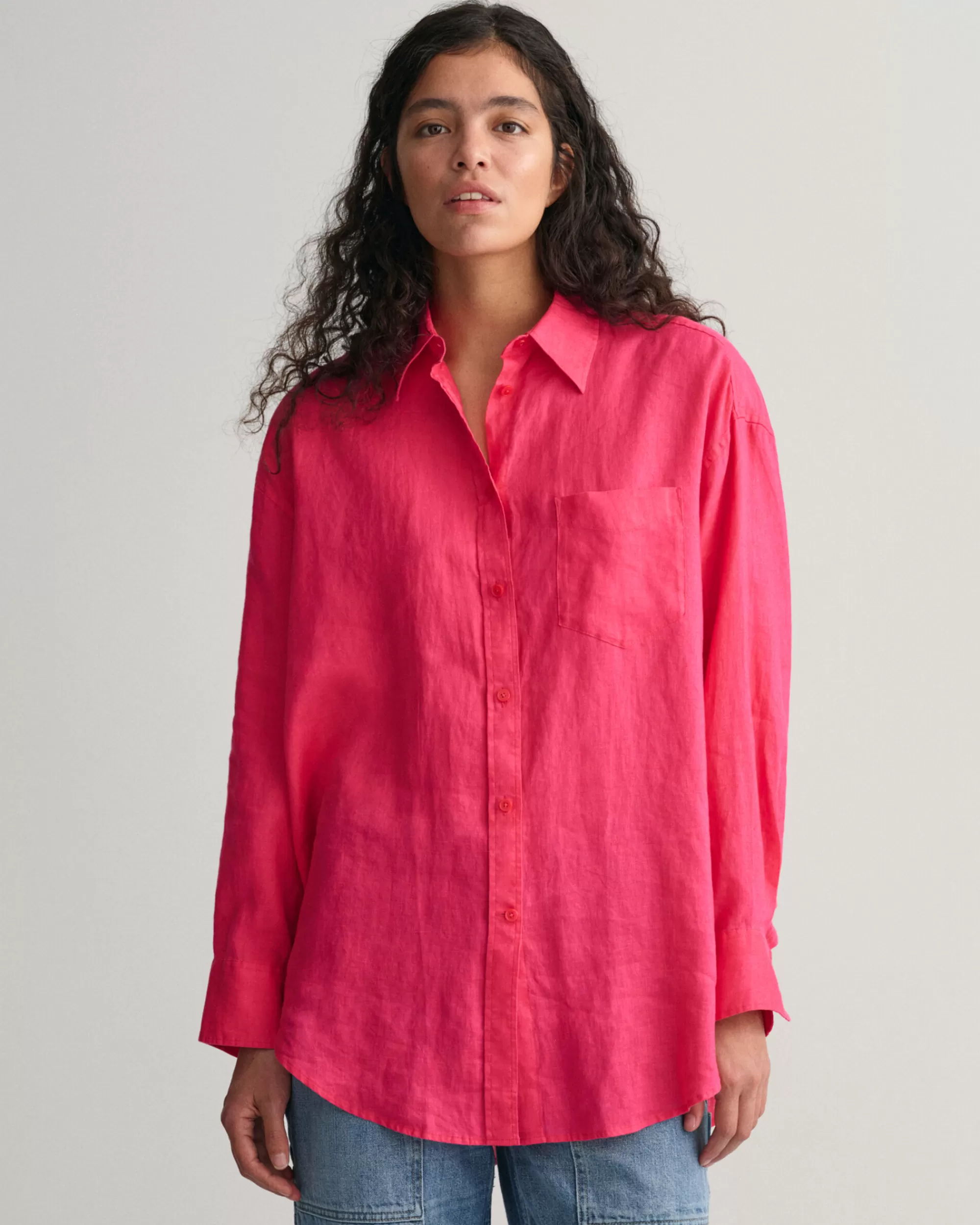 Paidat^GANT Oversized Fit -Mitoitettu Pellavapaita Magenta Pink