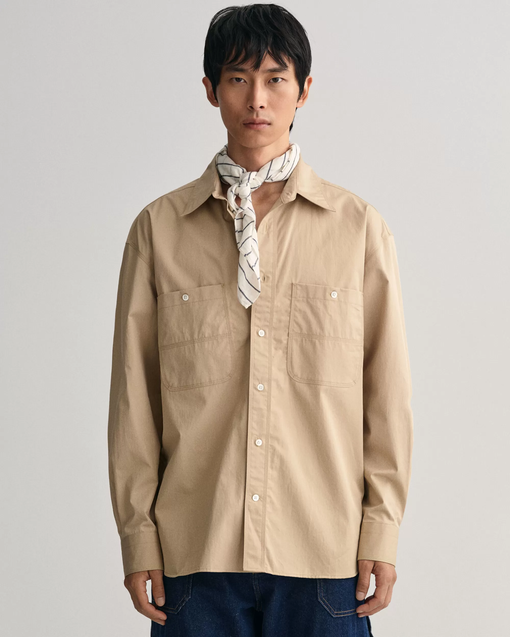 Paidat^GANT Oversized Fit -Mitoitettu Popliinipaita Concrete Beige