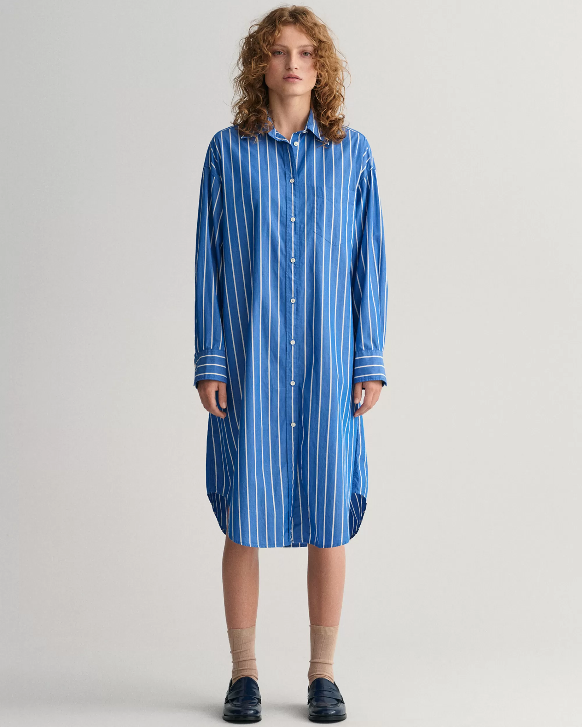 Mekot^GANT Oversized Fit -Mitoitettu Raidallinen Paitamekko Lapis Blue