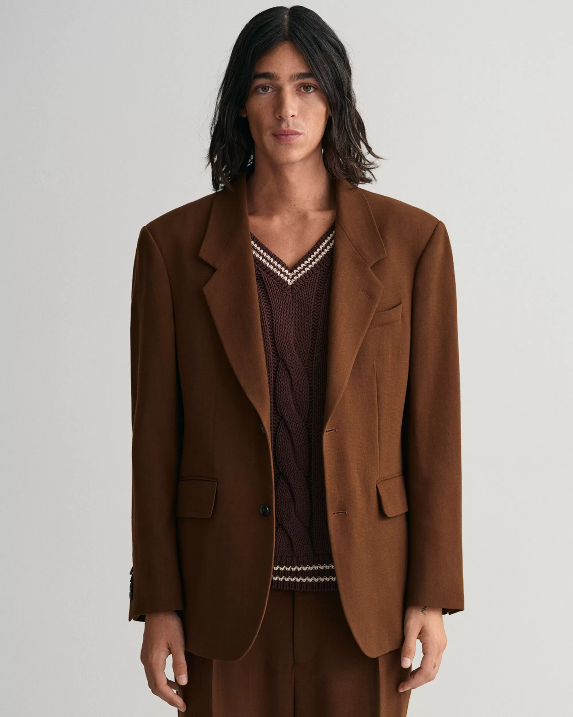 Bleiserit^GANT Oversized Fit -Mitoitettu Villakreppibleiseri Mahogany Brown