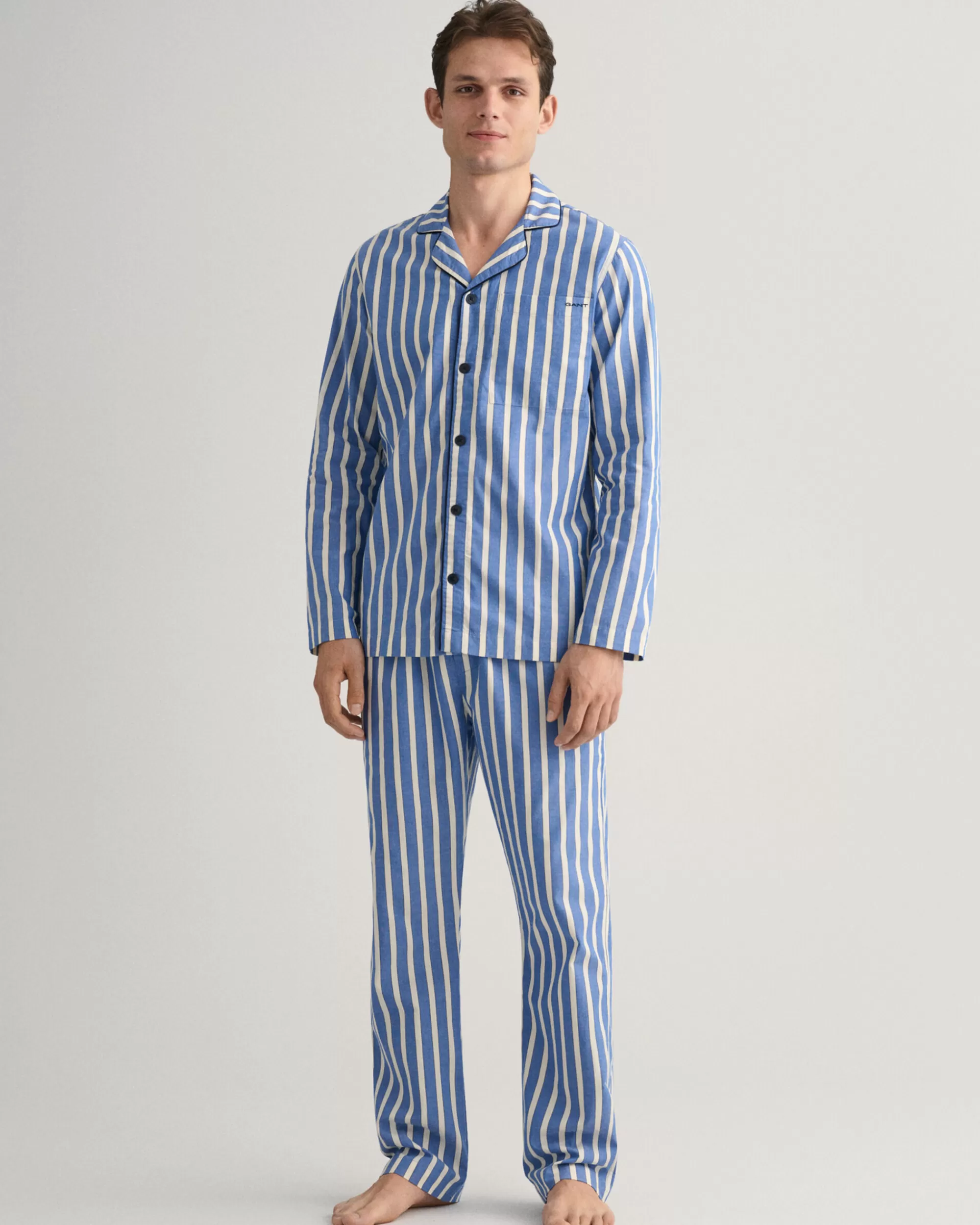 Alusvaatteet^GANT Oxford-Raidallinen Pyjama Lapis Blue