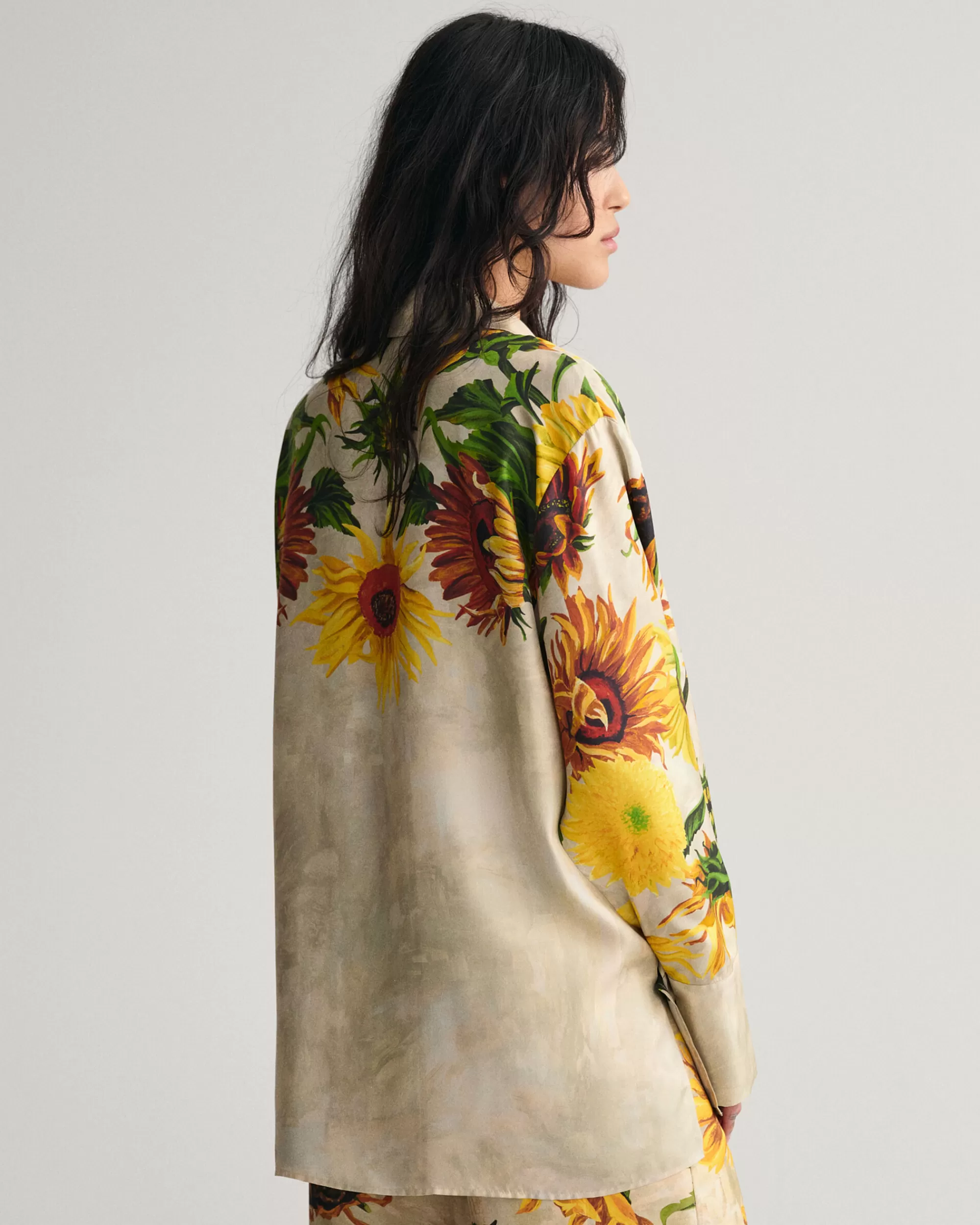 Paidat^GANT Printtikuvioitu Sunflower Popover -Silkkipusero Concrete Beige