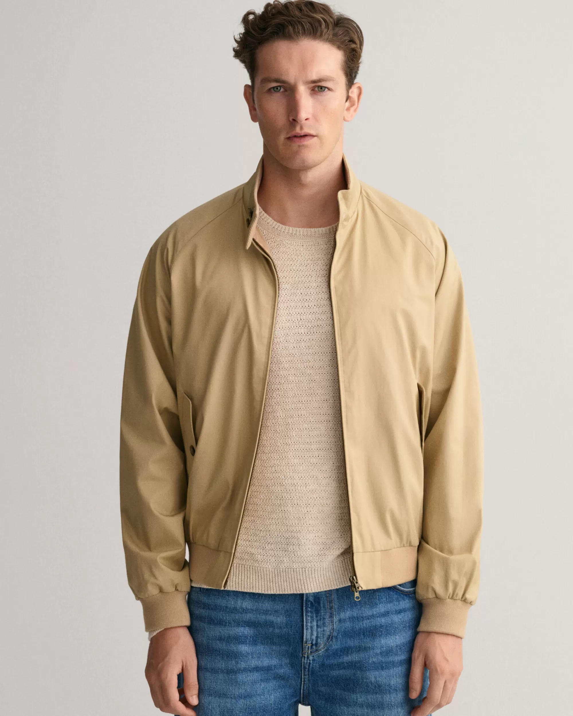 Takit^GANT Puuvillainen Harrington‑Takki Dark Khaki