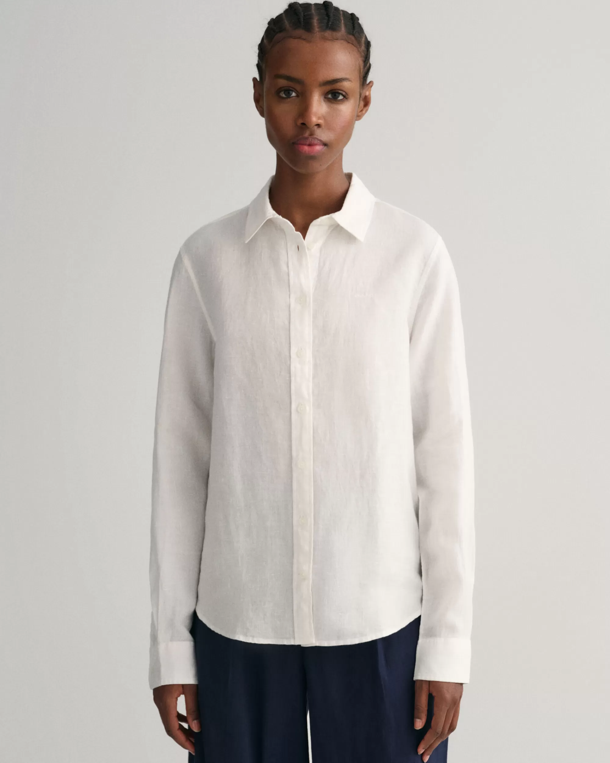 Paidat^GANT Regular Fit ‑Mitoitettu Pellavainen Chambray-Paita White