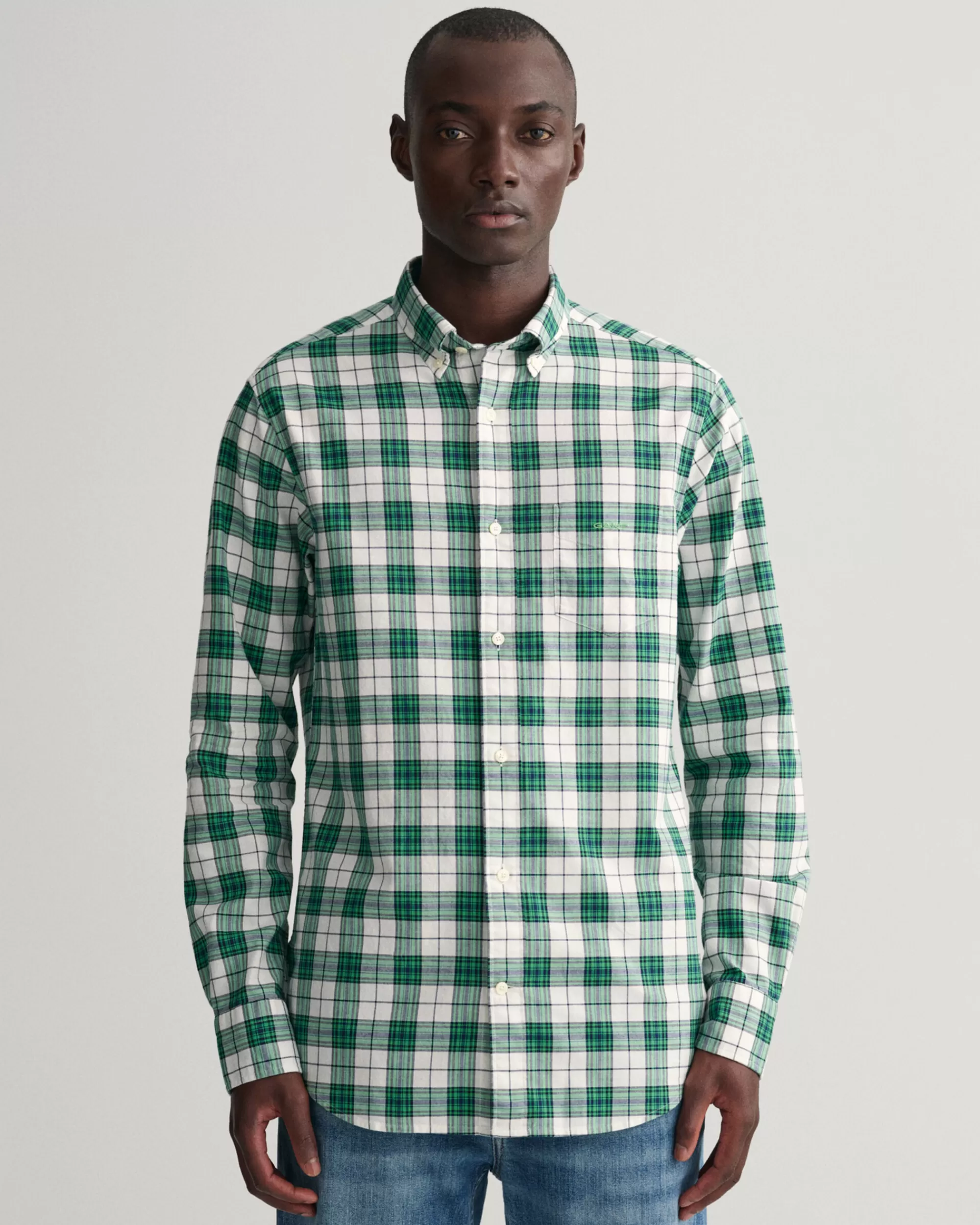 Paidat^GANT Regular Fit ‑Mitoitettu Ruudullinen Oxford-Paita Mid Green