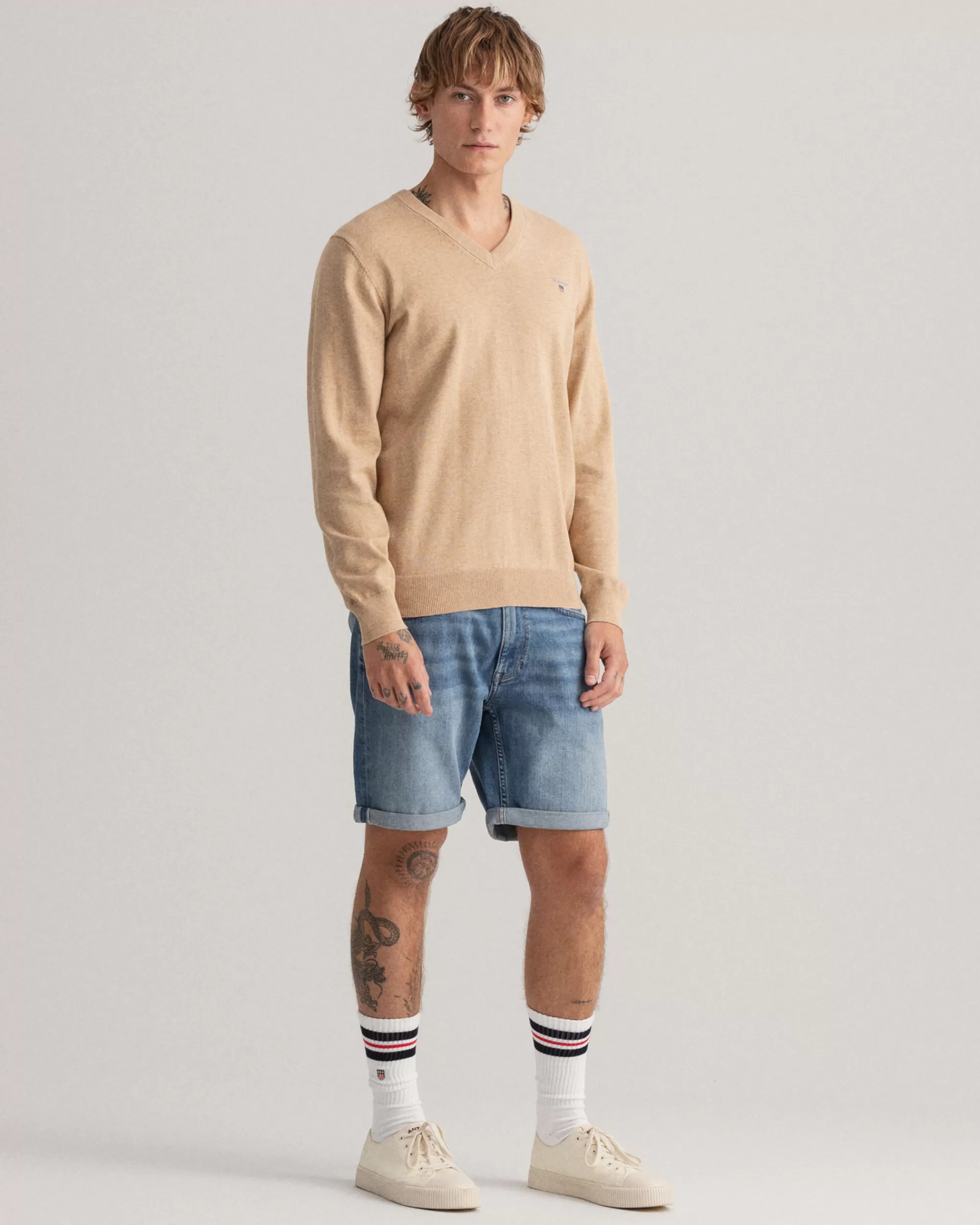 Shortsit^GANT Regular Fit ‑Mitoitetut Arley-Farkkushortsit Mid Blue Worn In