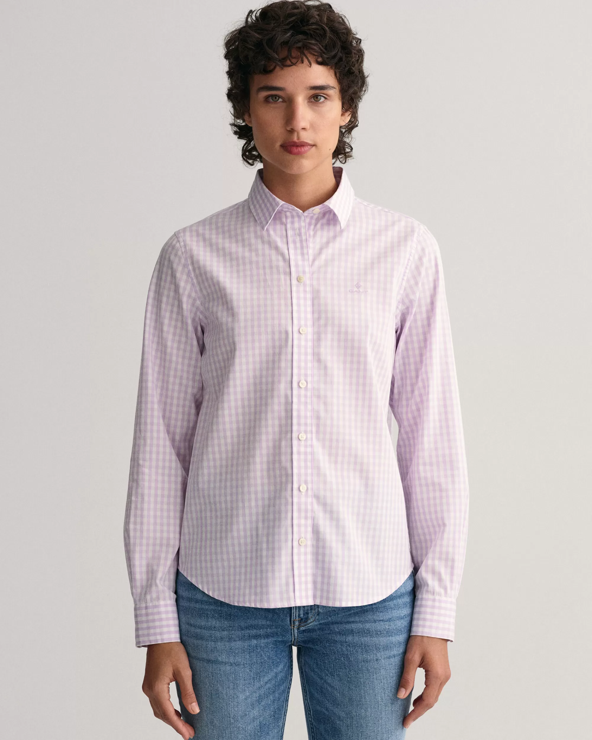 Paidat^GANT Regular Fit ‑Mitoitettu Gingham-Ruutuinen Paita Broadcloth-Kankaasta Soothing Lilac