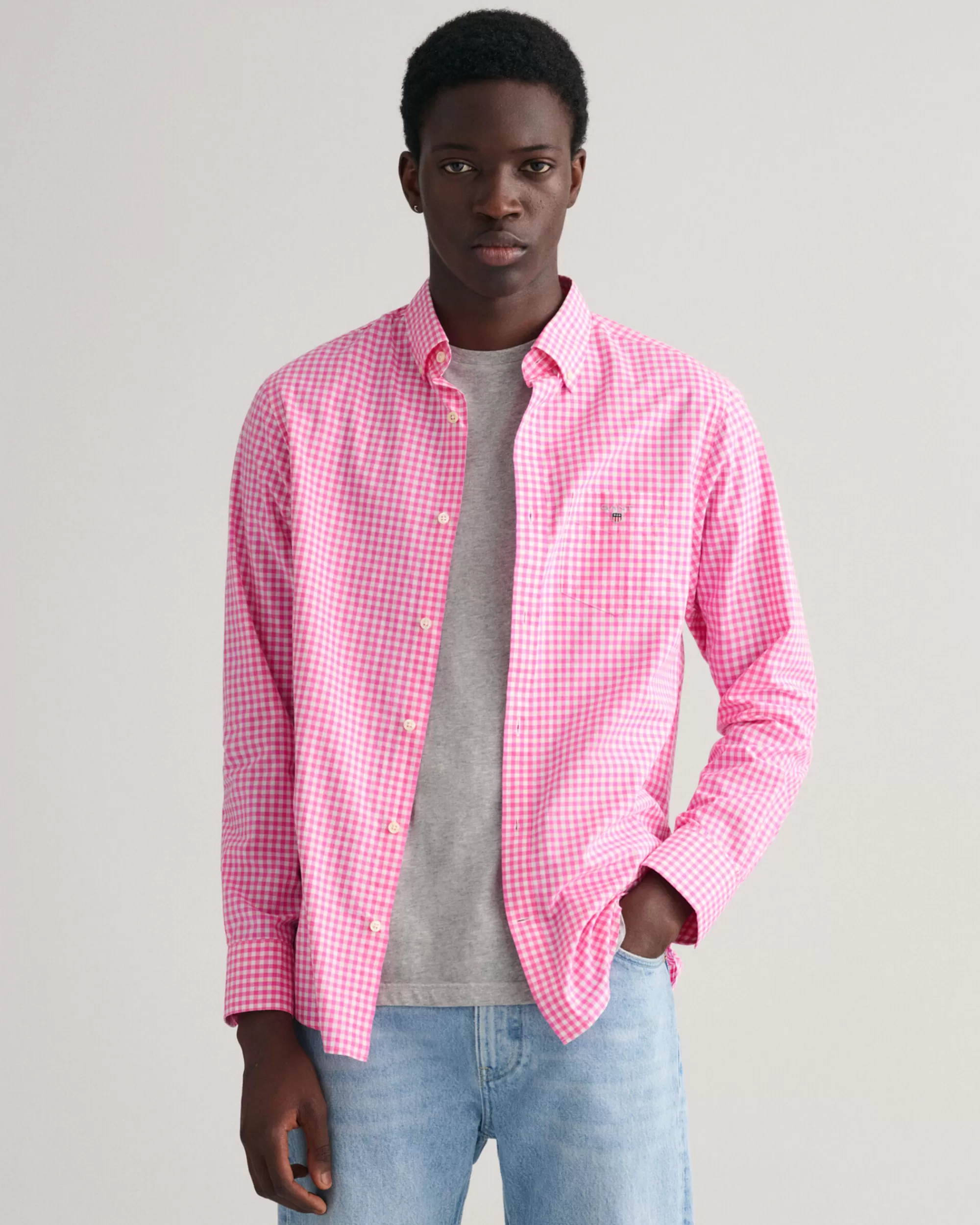 Paidat^GANT Regular Fit ‑Mitoitettu Gingham-Ruutuinen Paita Broadcloth-Kankaasta Perky Pink