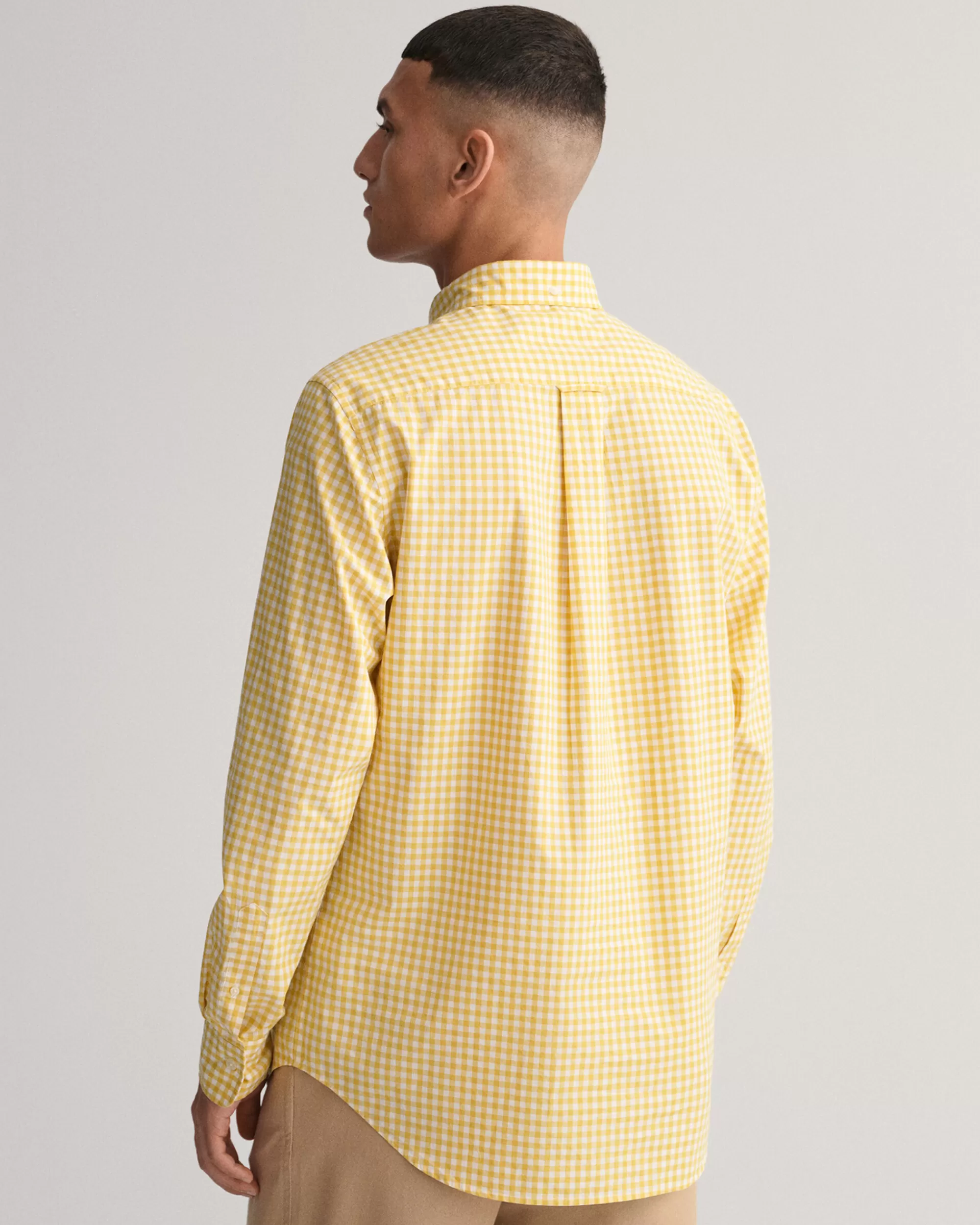 Paidat^GANT Regular Fit ‑Mitoitettu Gingham-Ruutuinen Popliinipaita Parchment Yellow