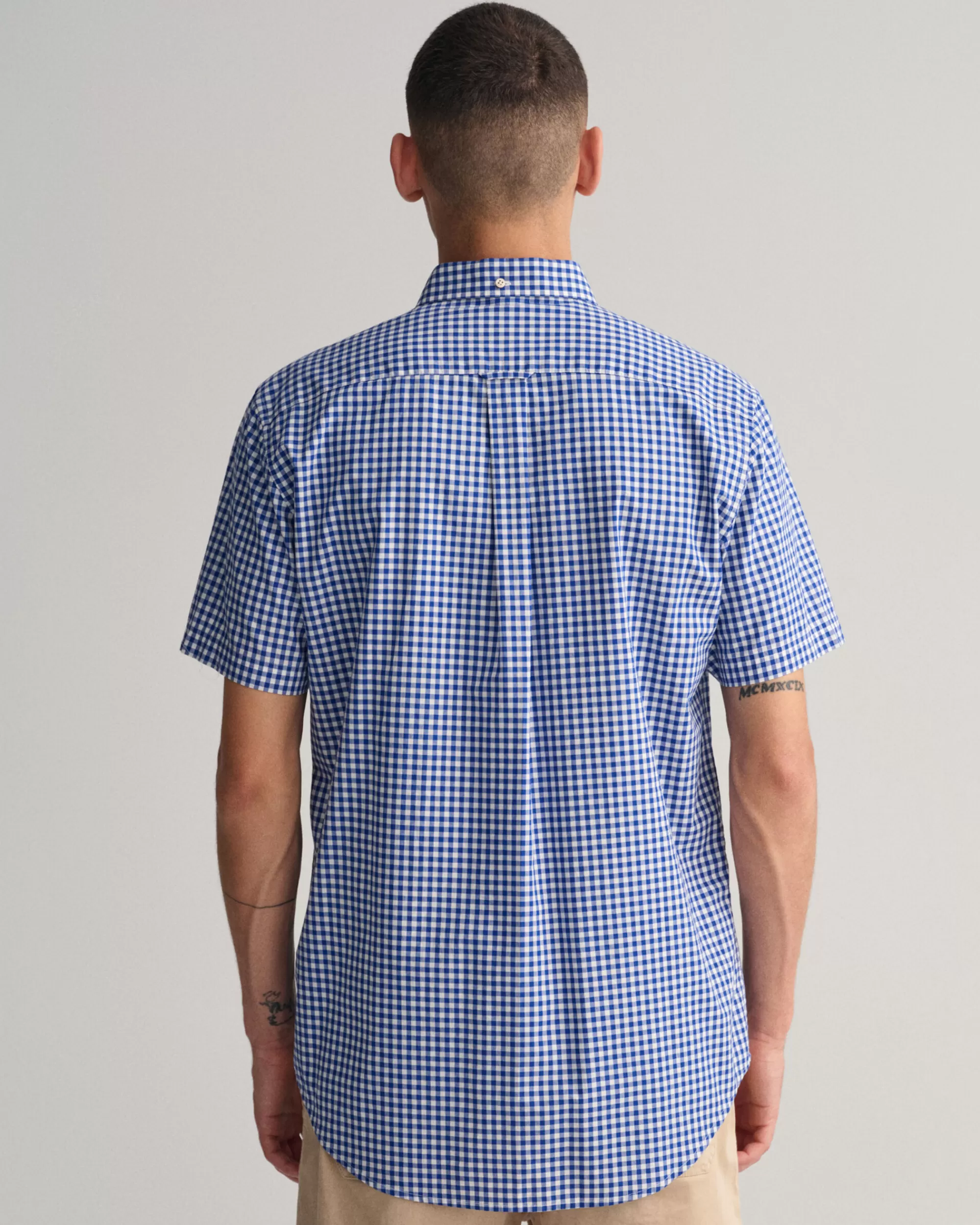 Paidat^GANT Regular Fit ‑Mitoitettu Lyhythihainen Paita Gingham-Ruutuisesta Broadcloth-Kankaasta College Blue