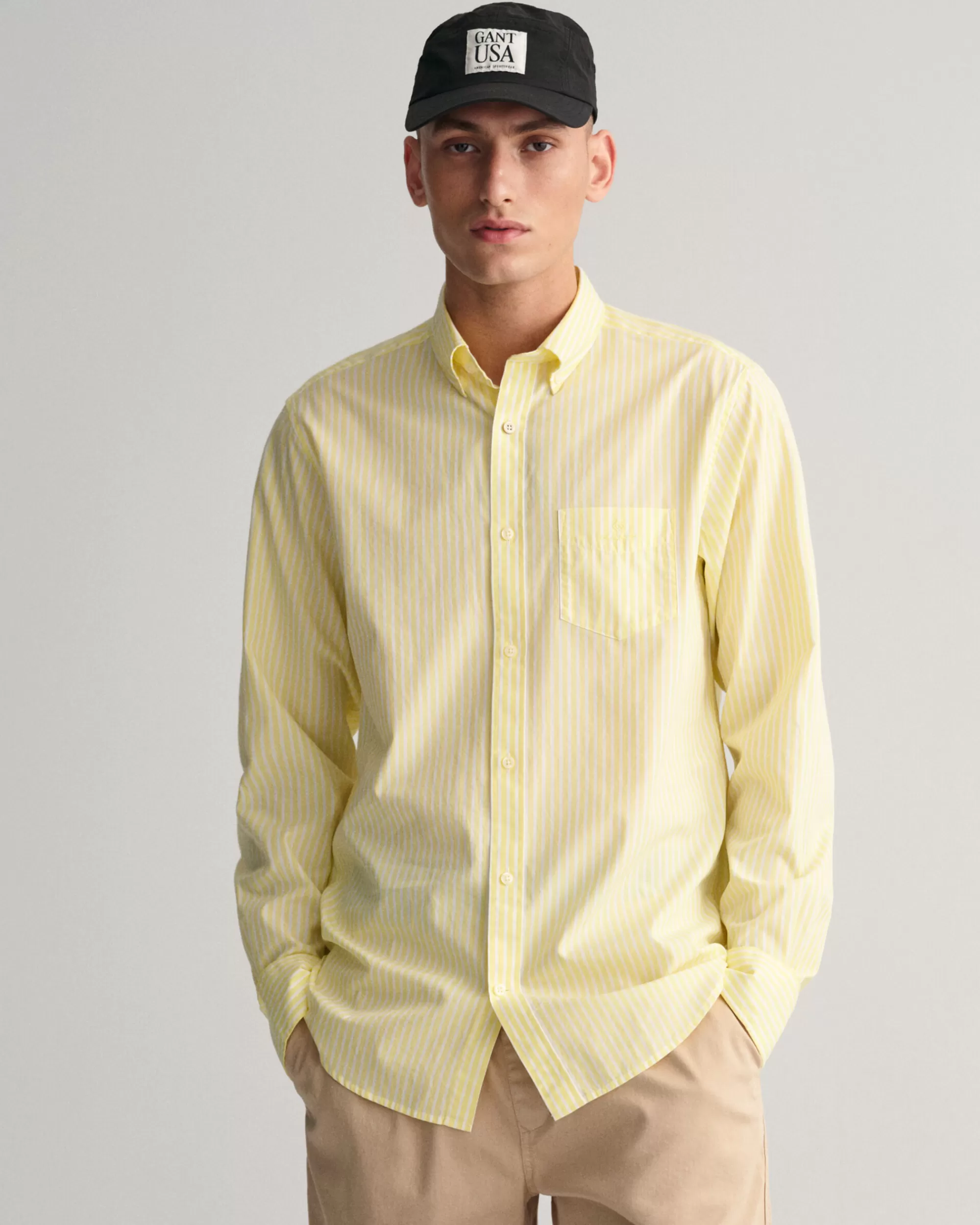 Paidat^GANT Regular Fit ‑Mitoitettu Raidallinen Paita Broadcloth-Kankaasta Lemonade Yellow