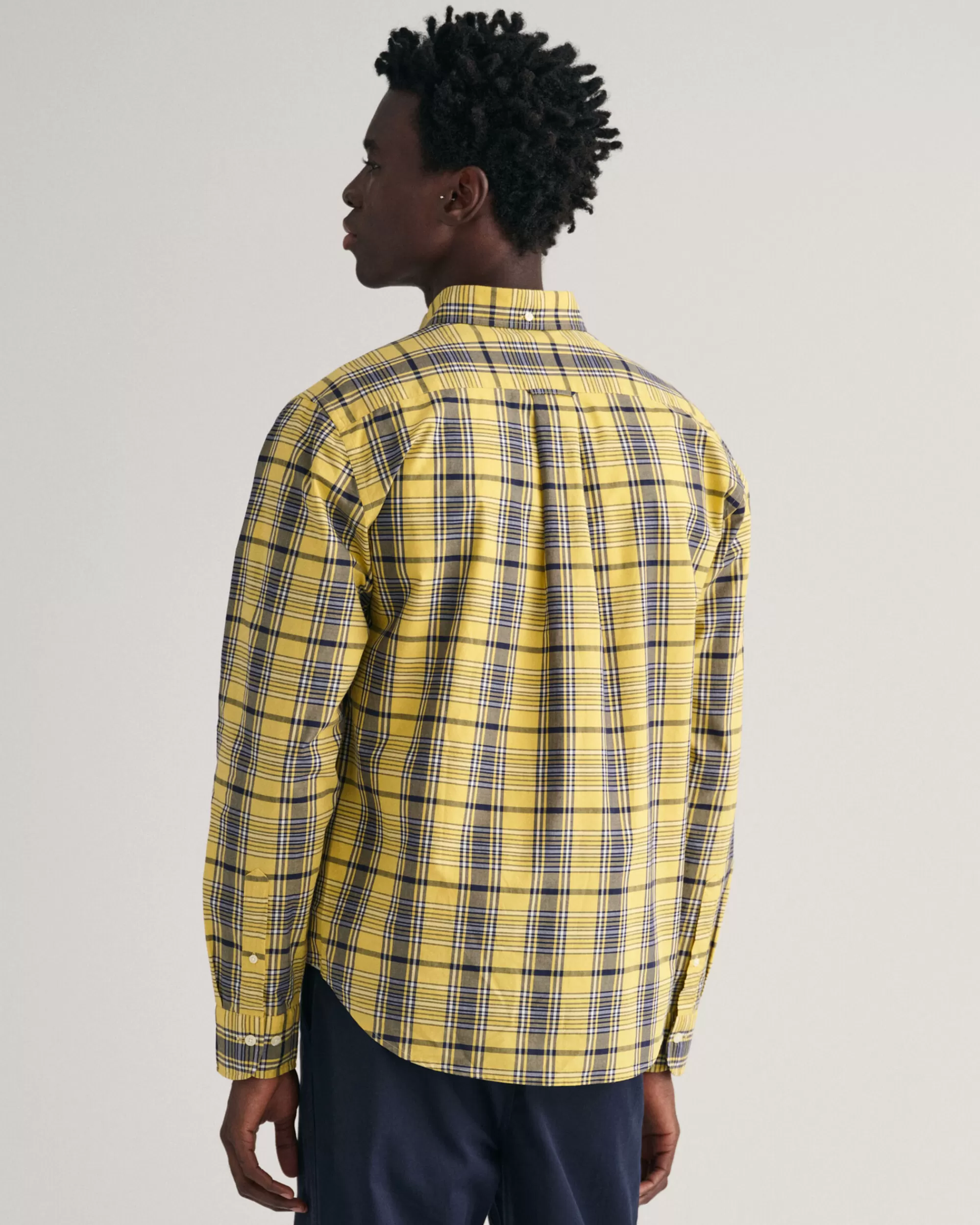 Paidat^GANT Regular Fit ‑Mitoitettu Ruudullinen Popliinipaita Parchment Yellow