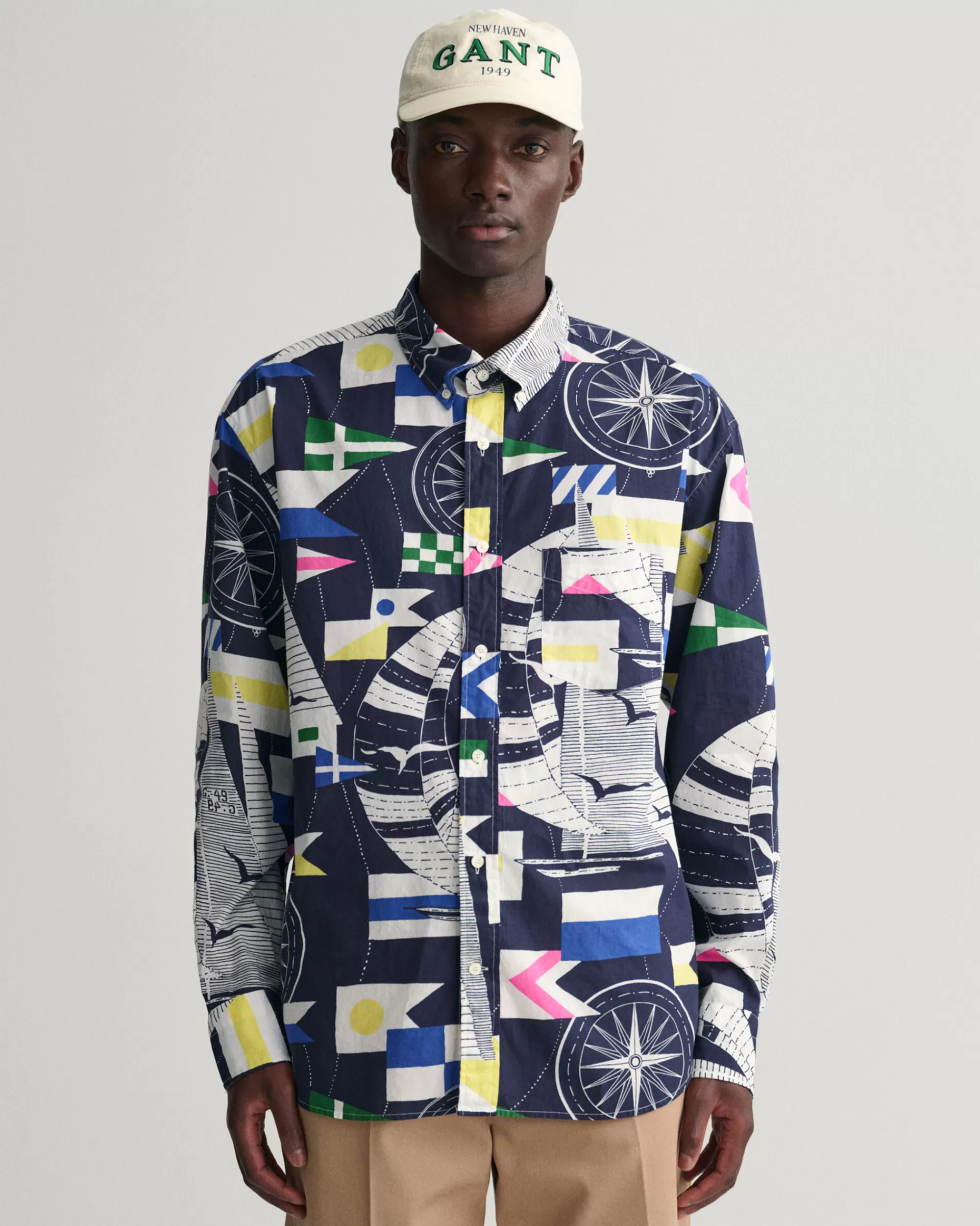 Paidat^GANT Relaxed Fit ‑Mitoitettu Sailing-Printtipaita Evening Blue