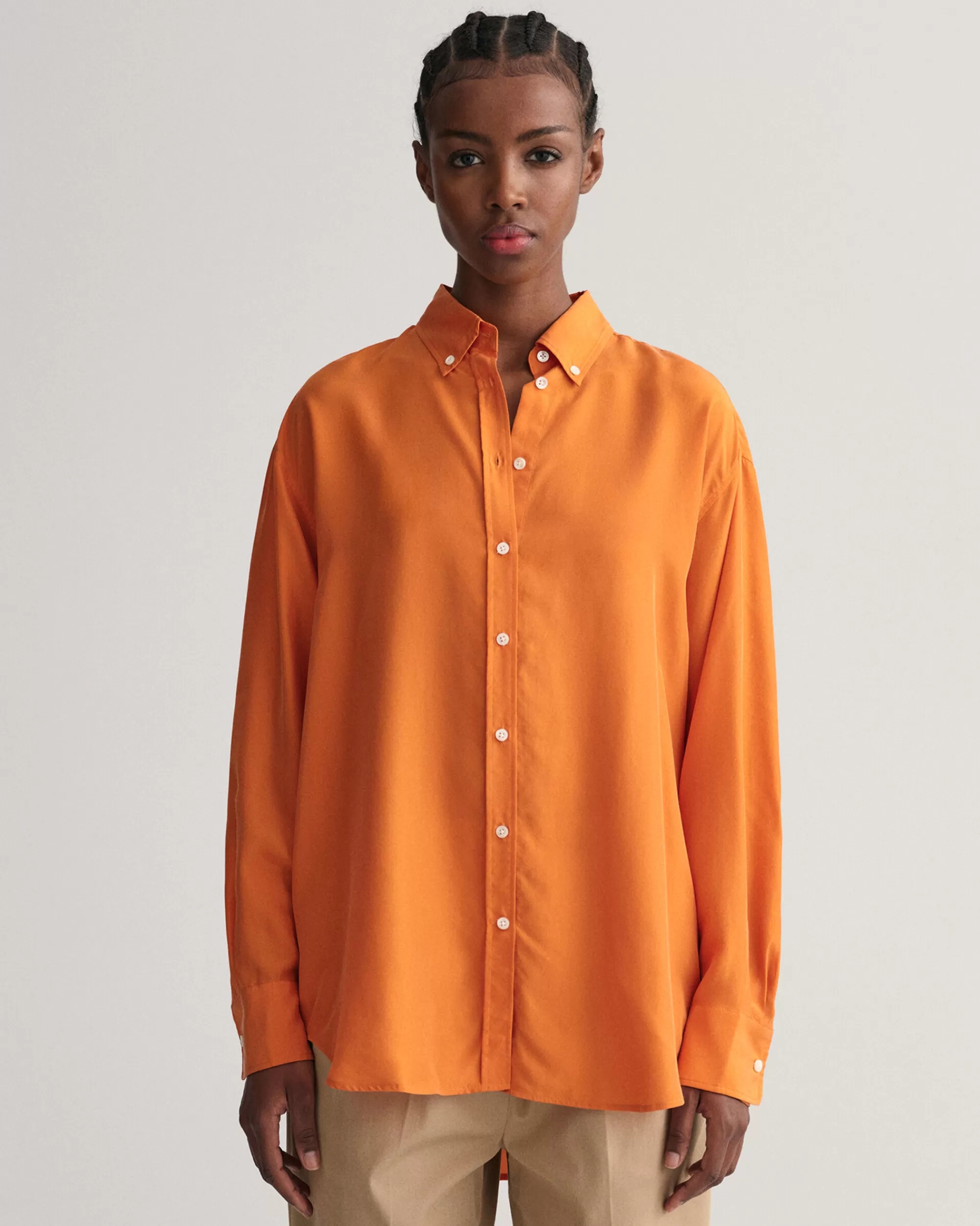 Paidat^GANT Relaxed Fit ‑Mitoitettu Silkkipaita Pumpkin Orange