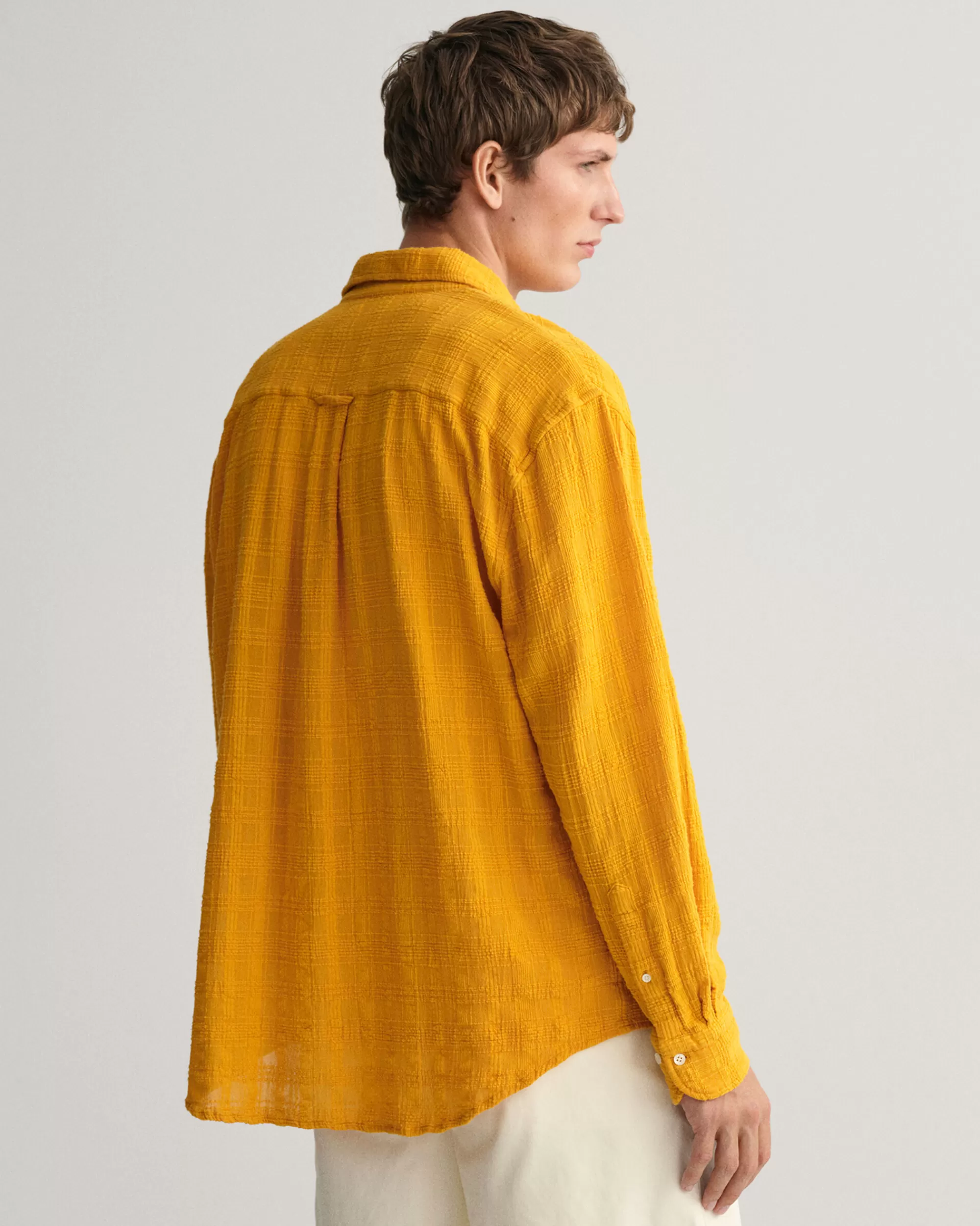 Paidat^GANT Relaxed Fit ‑Mitoitettu Textured-Ruutupaita Gold Yellow