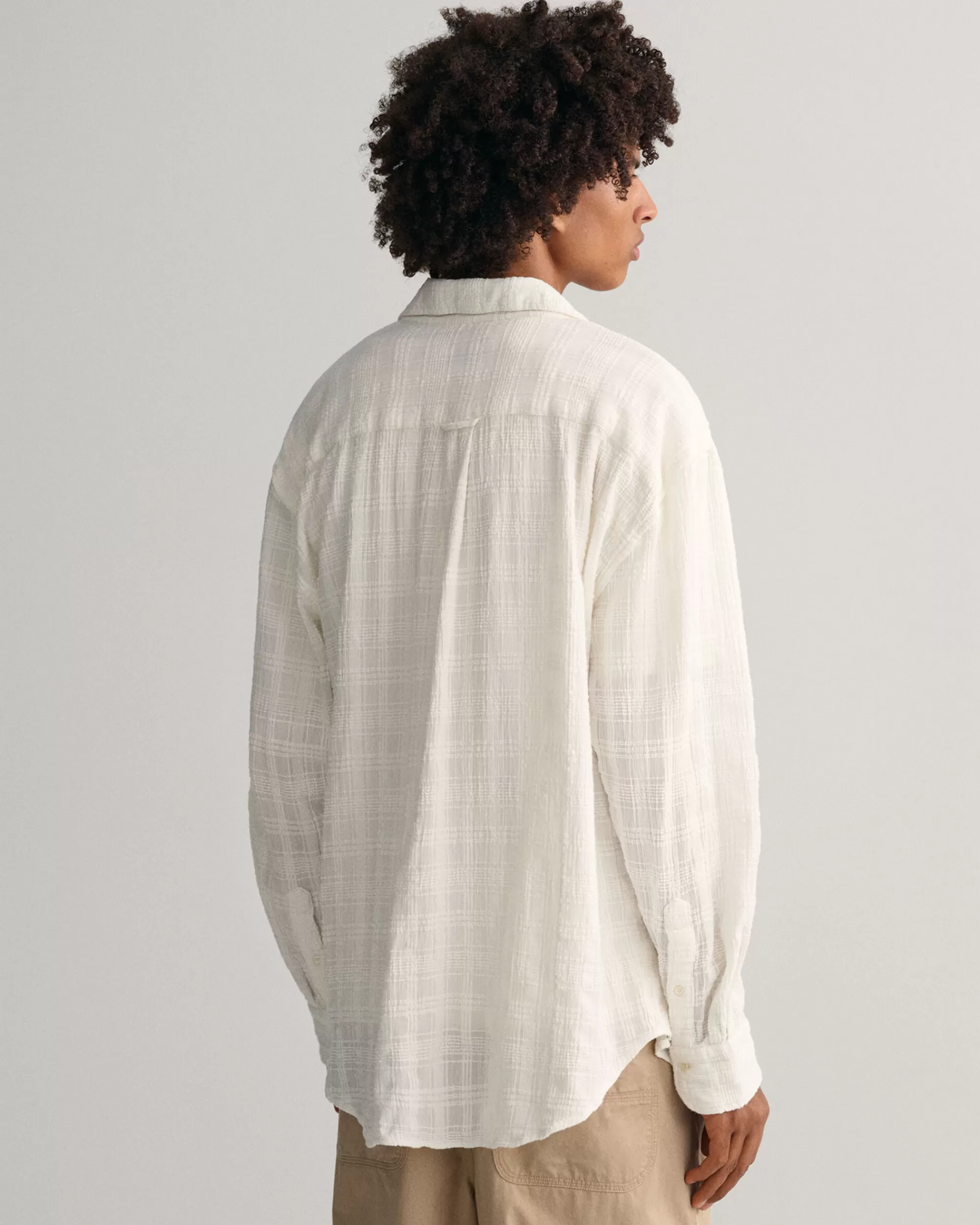 Paidat^GANT Relaxed Fit ‑Mitoitettu Textured-Ruutupaita Eggshell