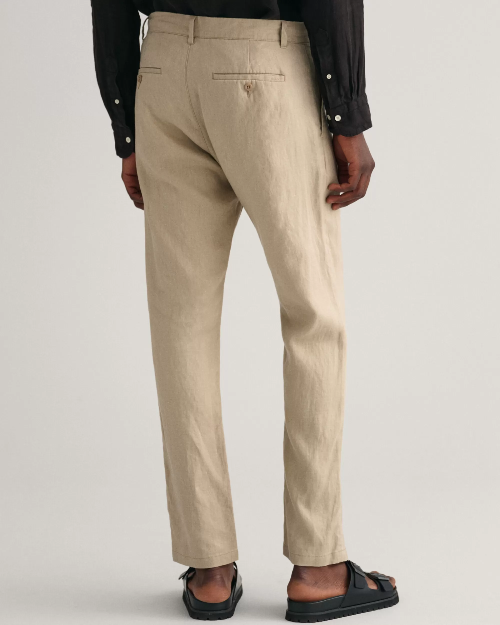 Housut^GANT Relaxed Fit ‑Mitoitetut Kiristysnyorilliset Pellavahousut Concrete Beige