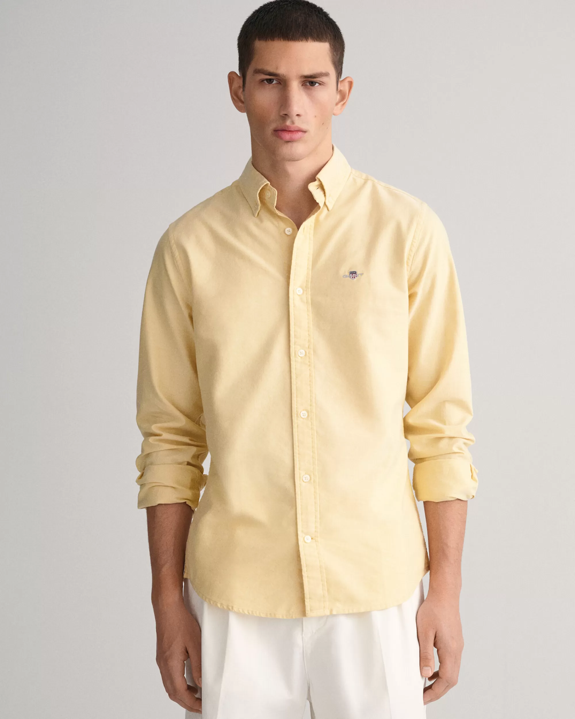 Paidat^GANT Slim Fit ‑Mitoitettu Oxford-Paita Parchment Yellow