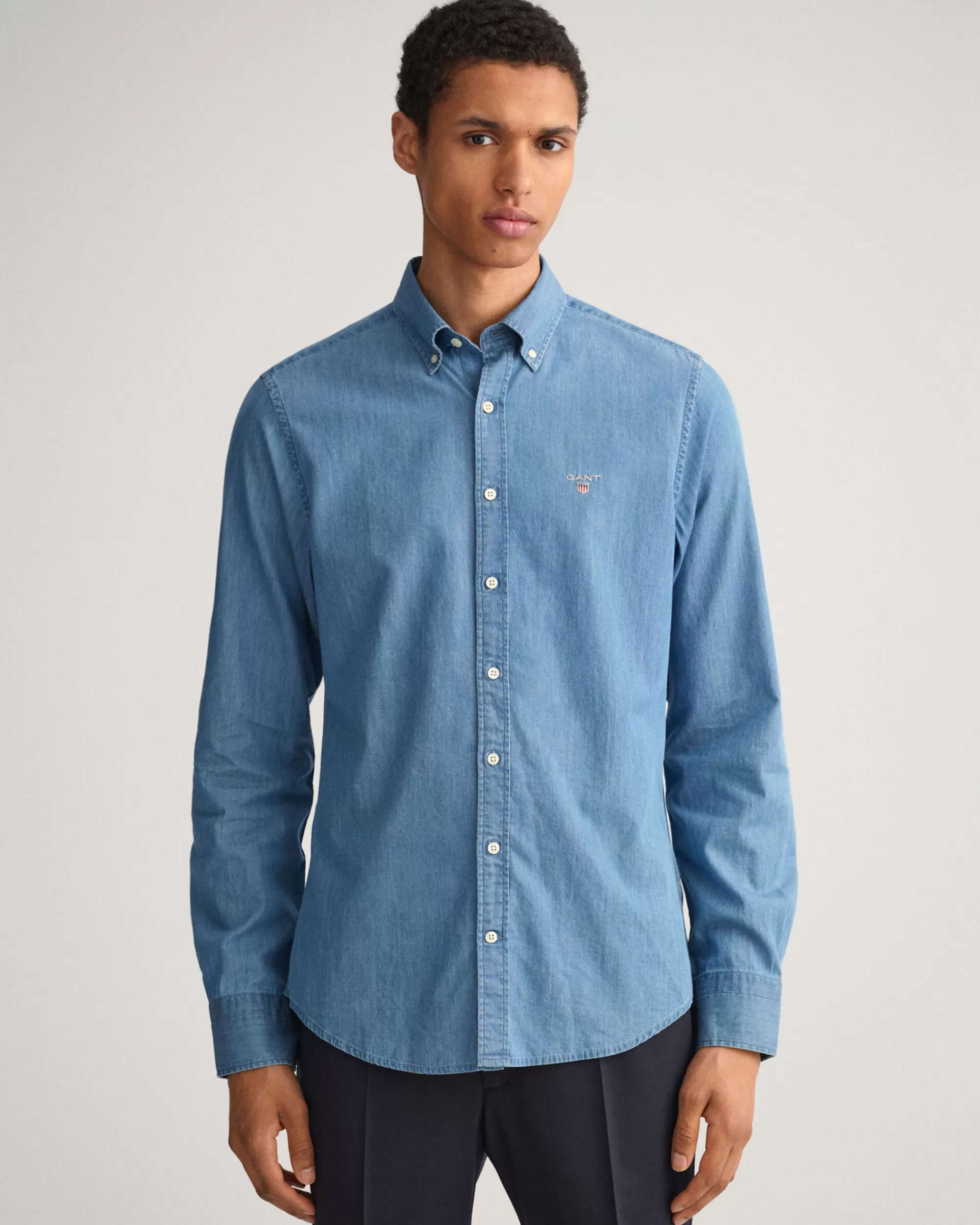 Paidat^GANT Slim Fit ‑Mitoitettu Indigonsininen Paita Semi Light Blue