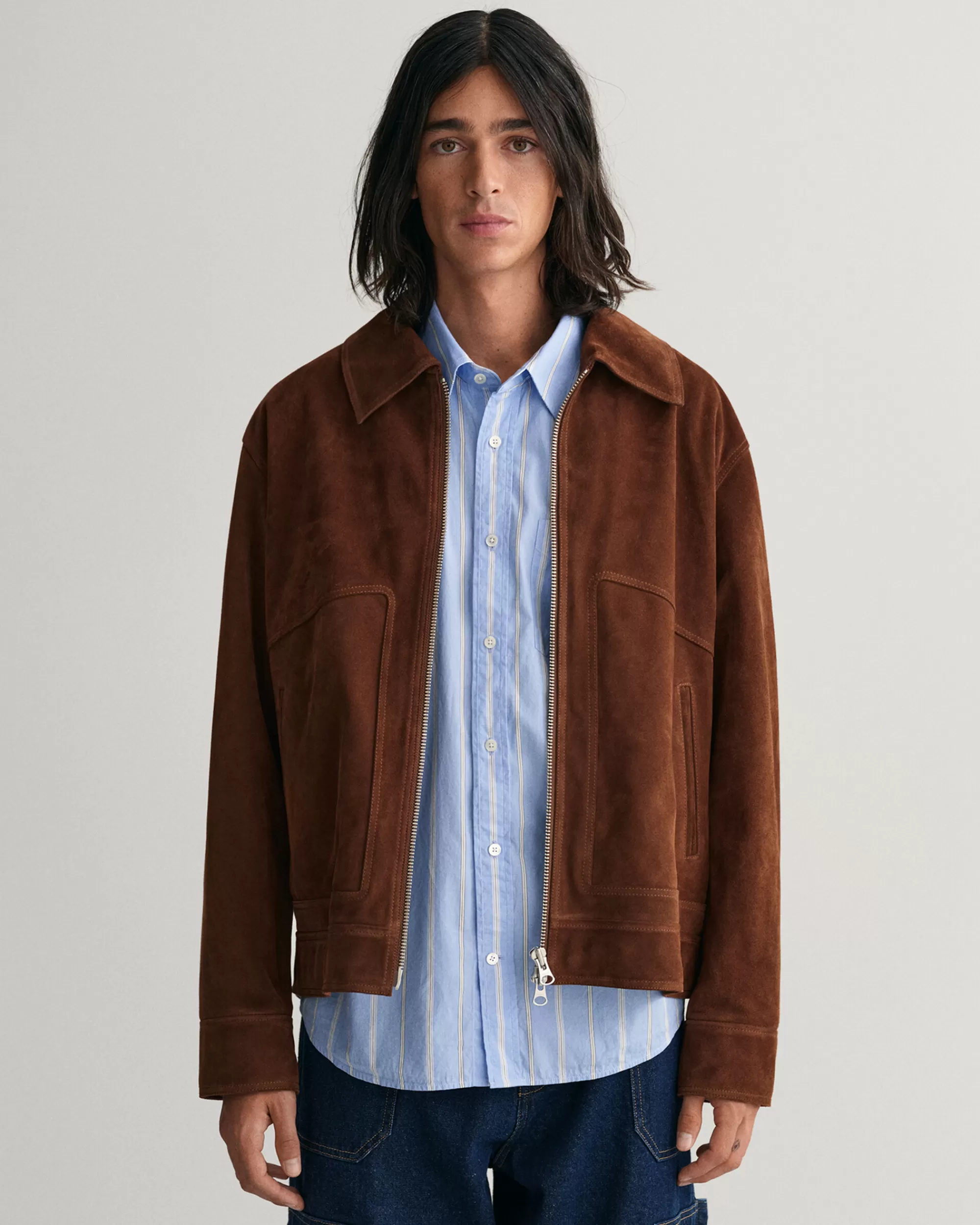 Takit^GANT Suede Jacket Mahogany Brown