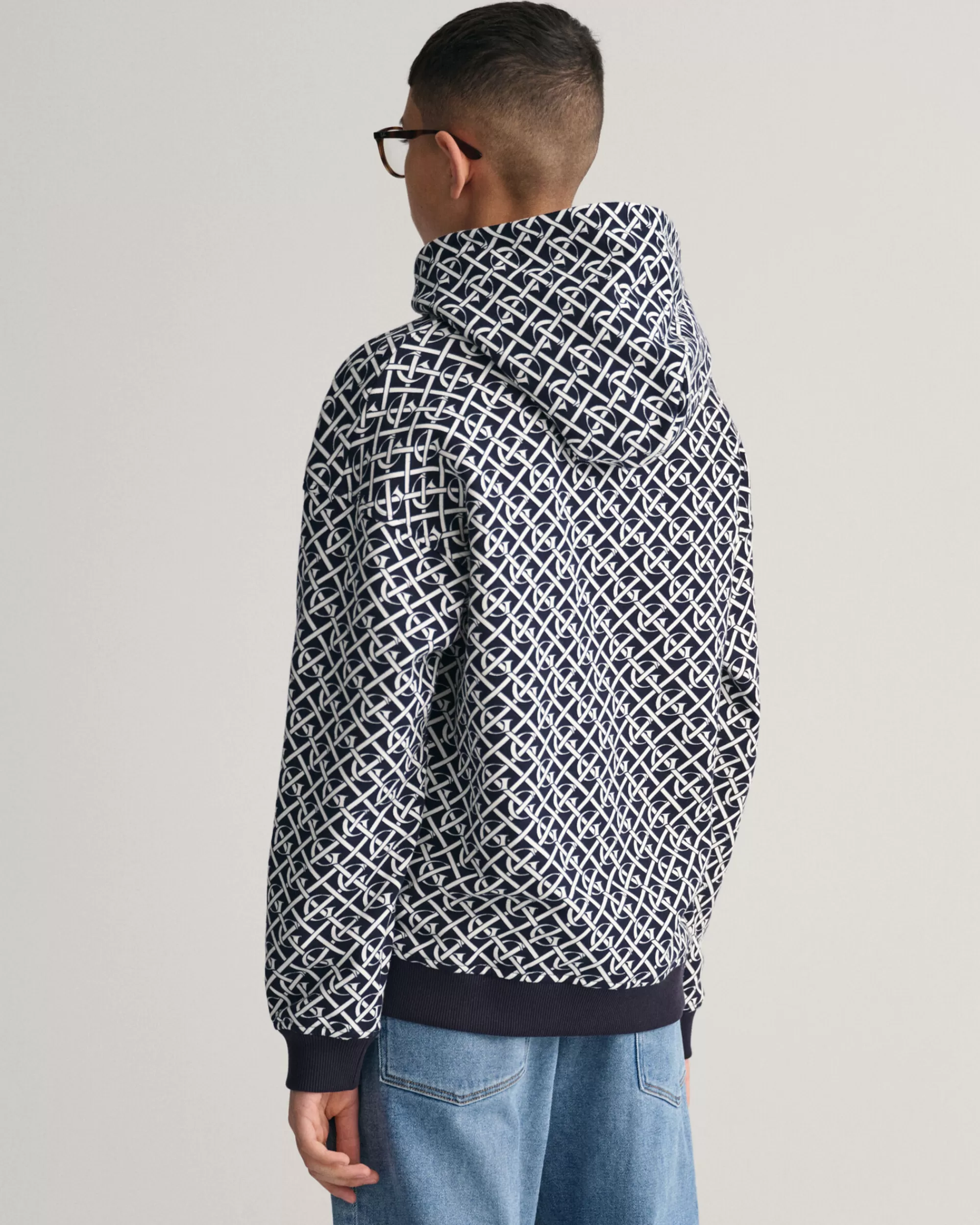 Collegepaidat & Hupparit^GANT Teen Boys ‑Malliston Oversized Fit -Mitoitettu Monogram-Huppari Evening Blue