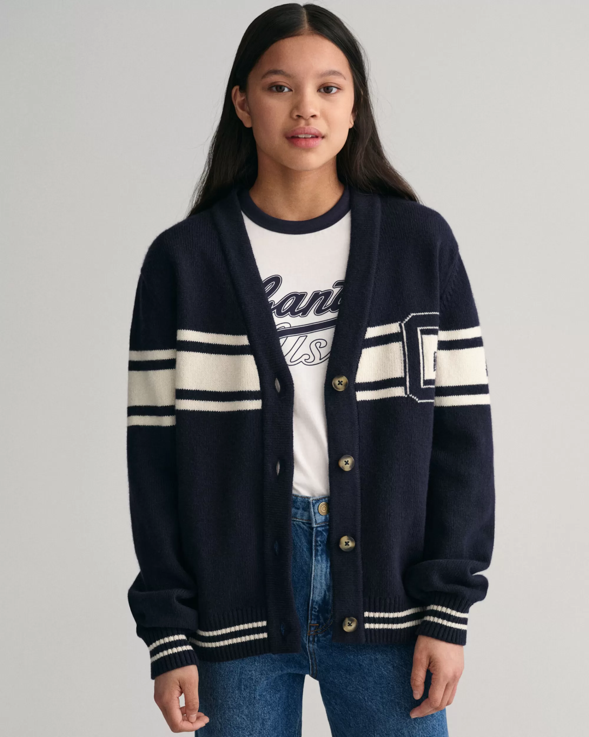 Neuleet^GANT Teen Girls -Malliston Varsity ‑Neuletakki Evening Blue