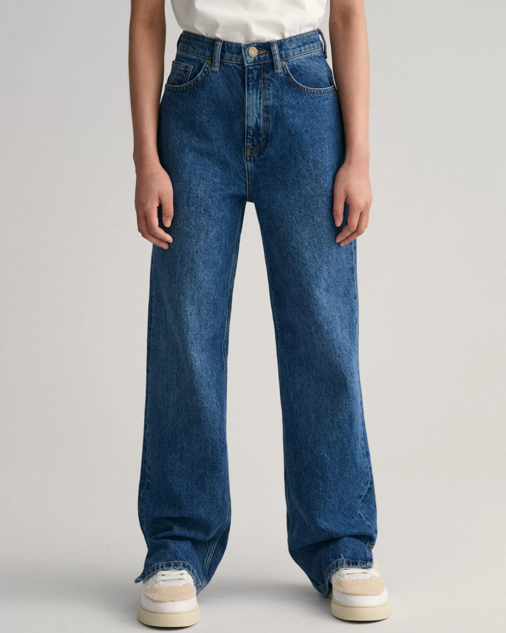 Housut^GANT Teen Girls ‑Malliston Suoralahkeiset Farkut Joissa Halkiot Lahkeissa Semi Light Blue