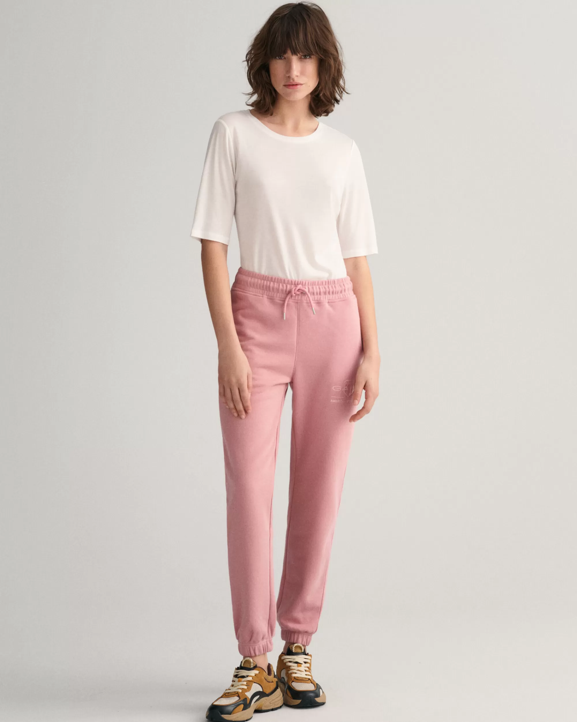 Housut^GANT Tonal Archive Shield ‑Collegehousut Faded Pink Melange