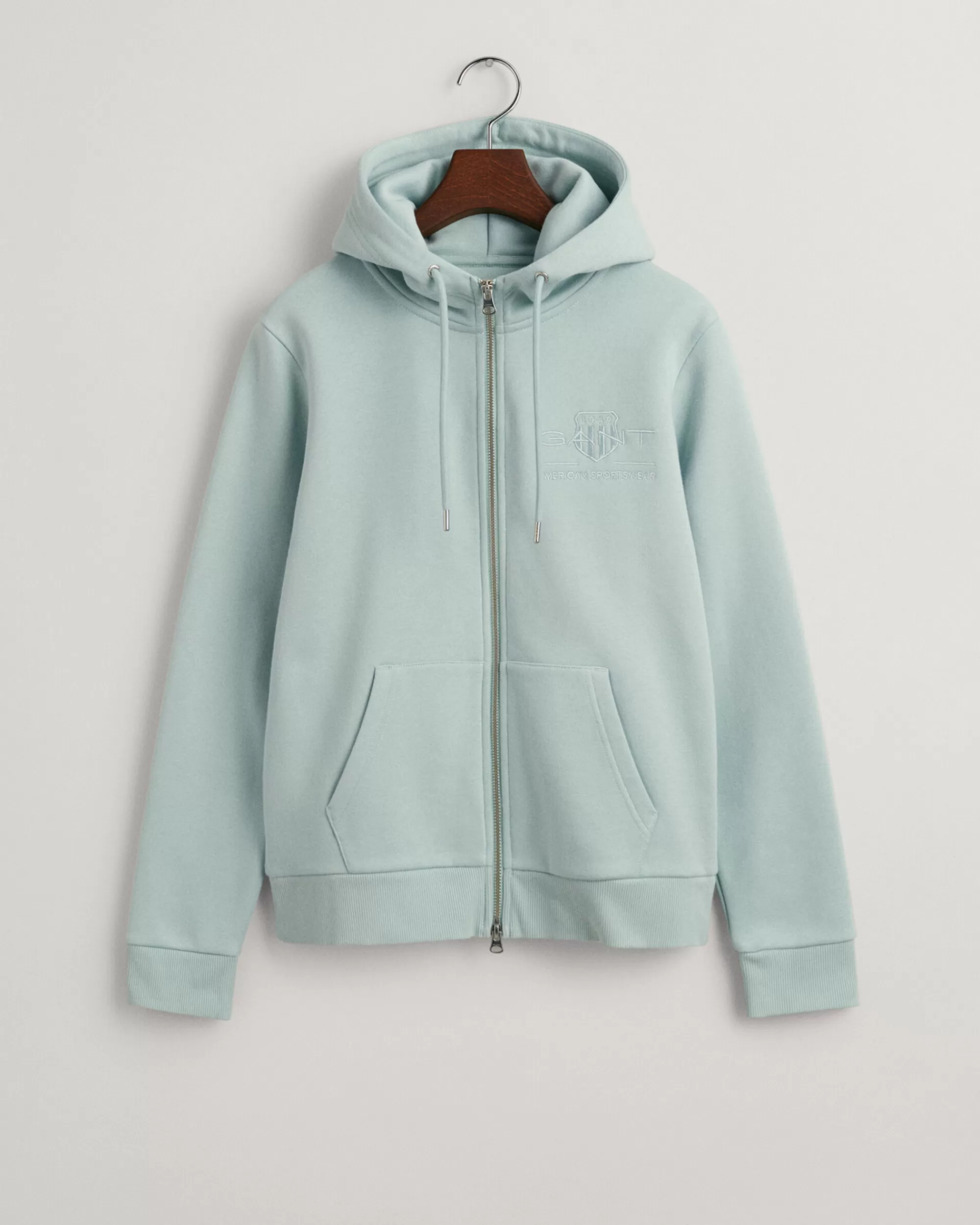 Hupparit & Collegepaidat^GANT Tonal Archive Shield ‑Vetoketjuhuppari Dusty Turquoise