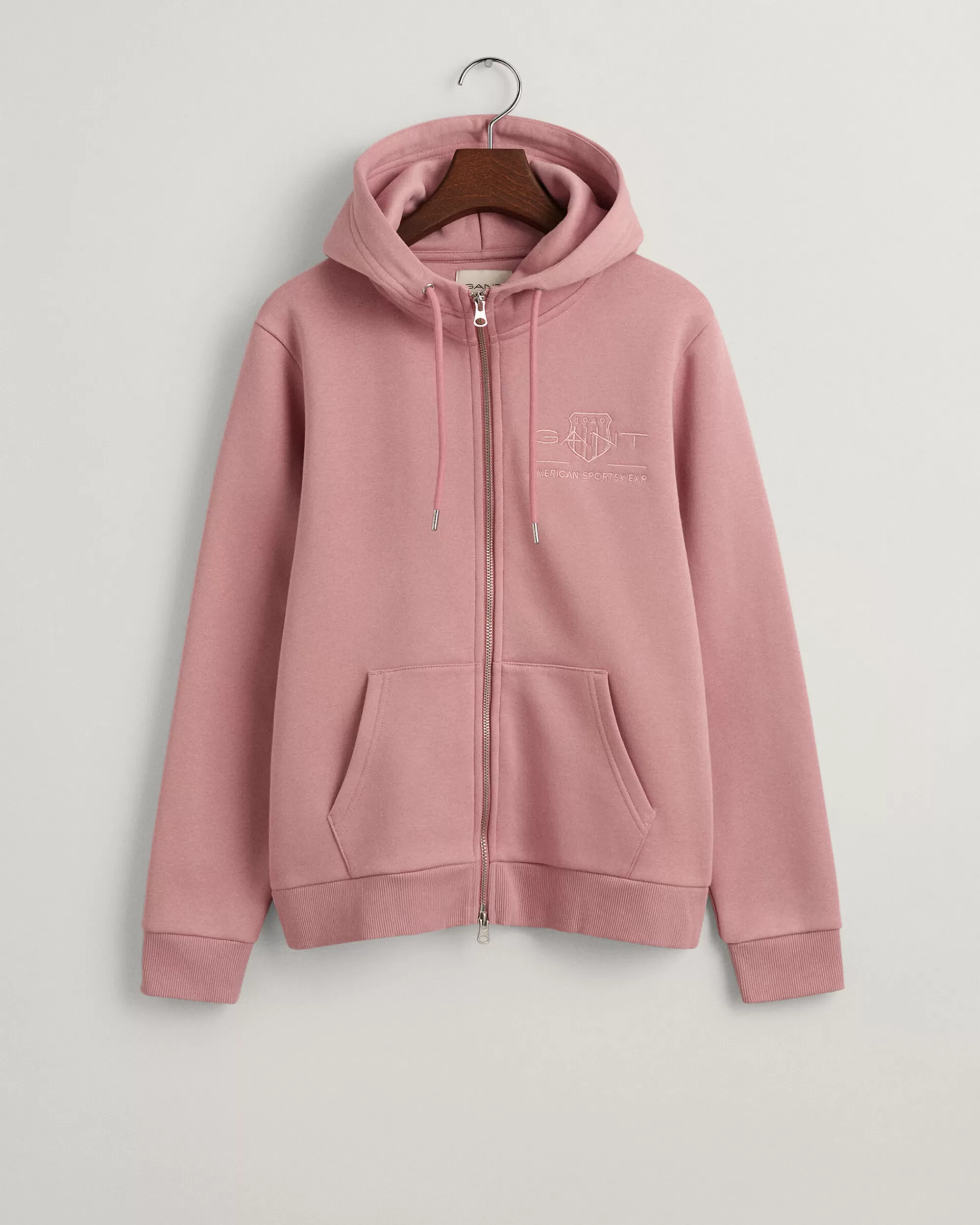 Hupparit & Collegepaidat^GANT Tonal Archive Shield ‑Vetoketjuhuppari Faded Pink Melange