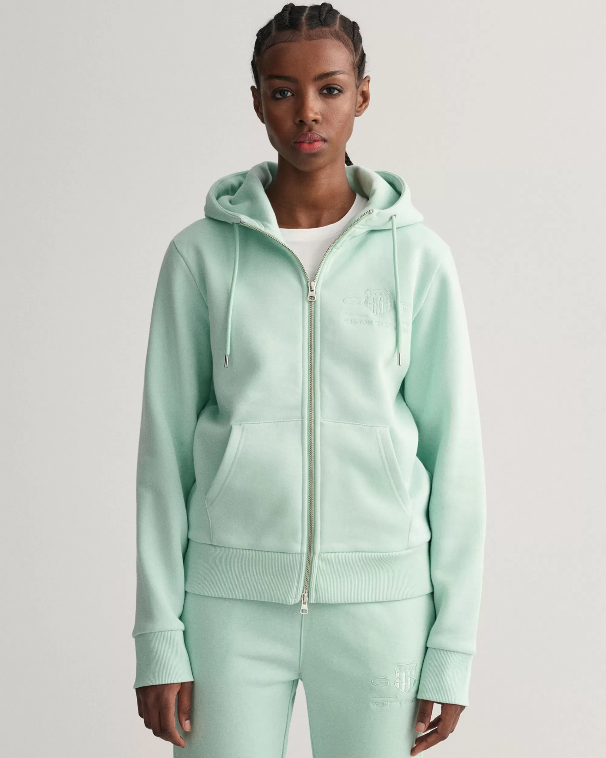 Hupparit & Collegepaidat^GANT Tonal Archive Shield ‑Vetoketjuhuppari Minty Green